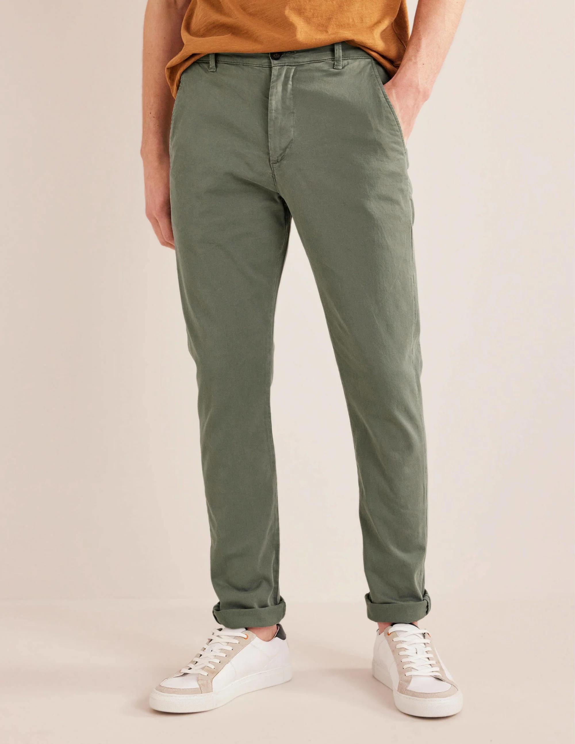 Laundered Chino Trousers-Alligator Green - Image 4