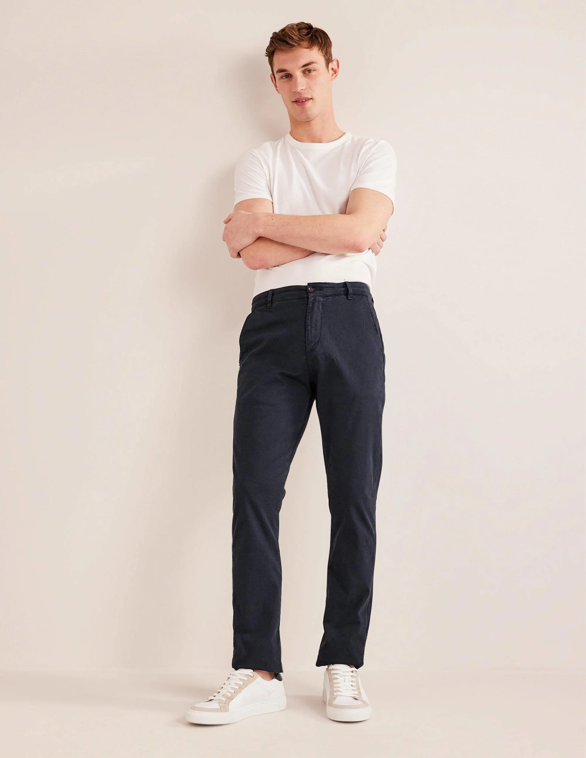 Laundered Chino Trousers-Navy