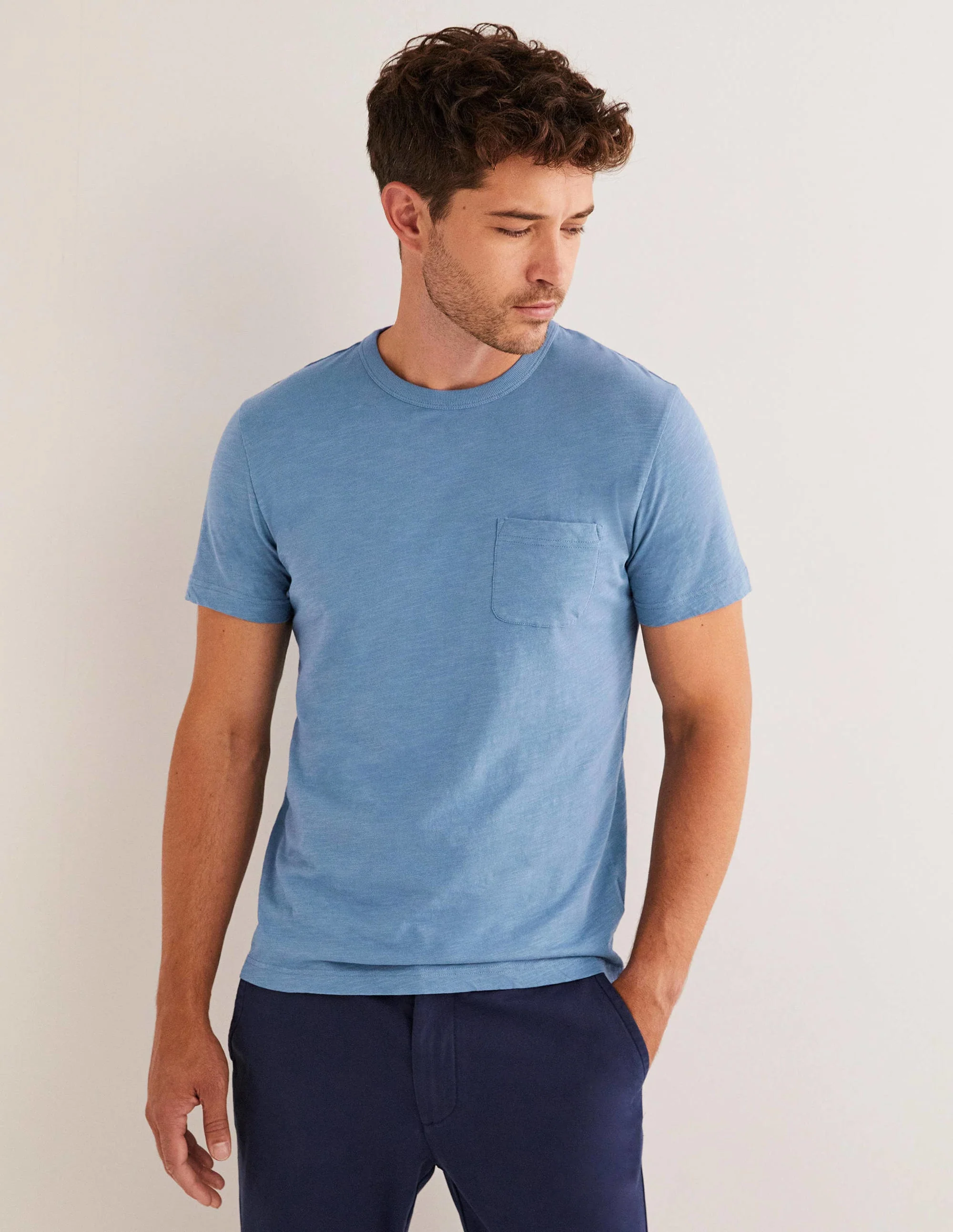 Laundered Slub T-Shirt-Captains Blue