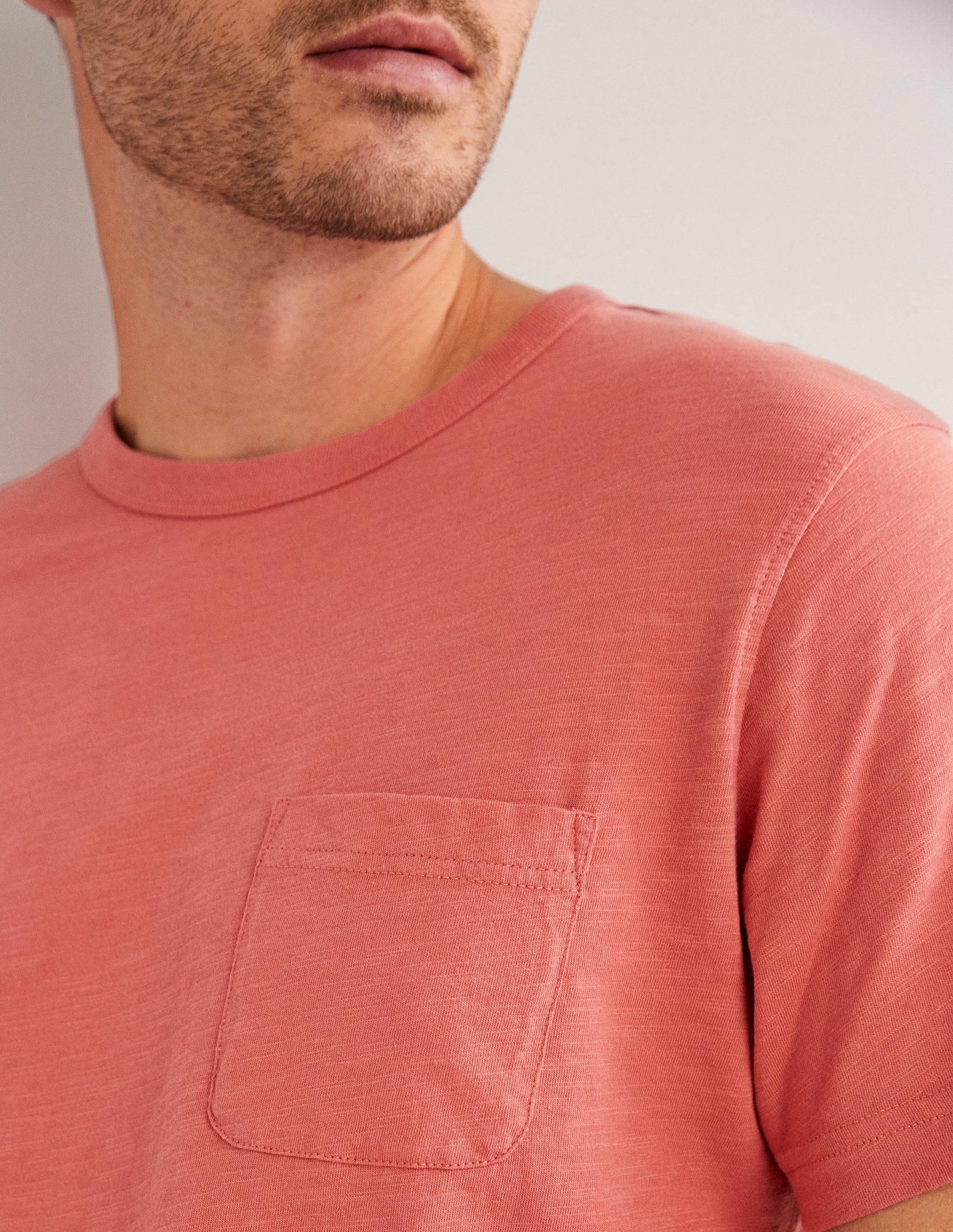Laundered Slub T-Shirt-Faded Rose Red - Image 2