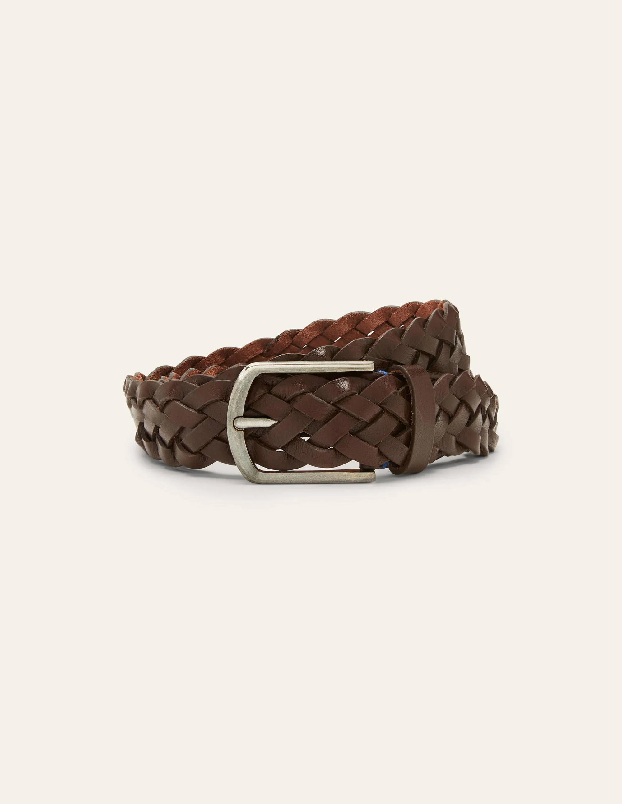 Leather Plaited Belt-Brown