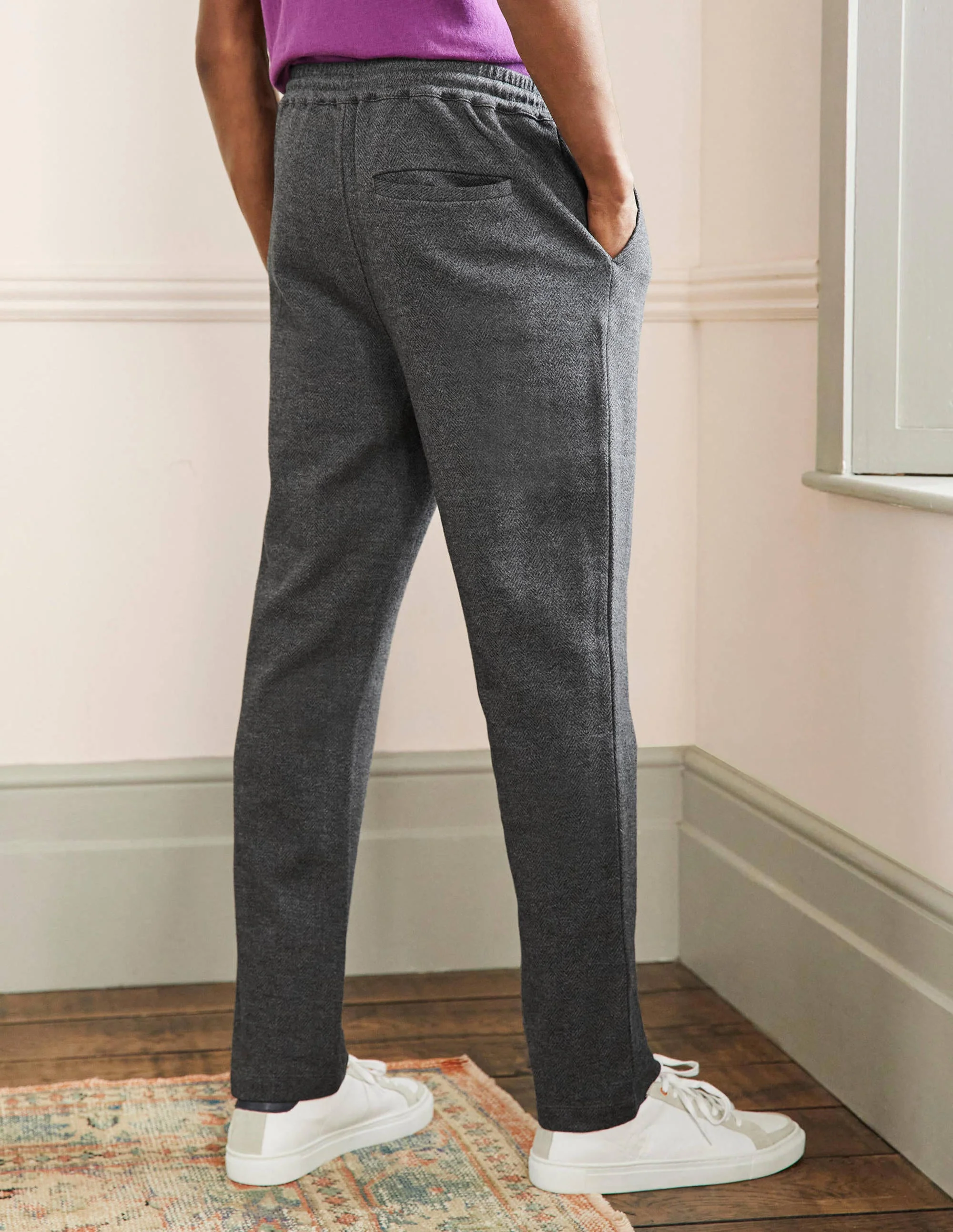 Lightweight Joggers-Grey Herringbone - Image 3