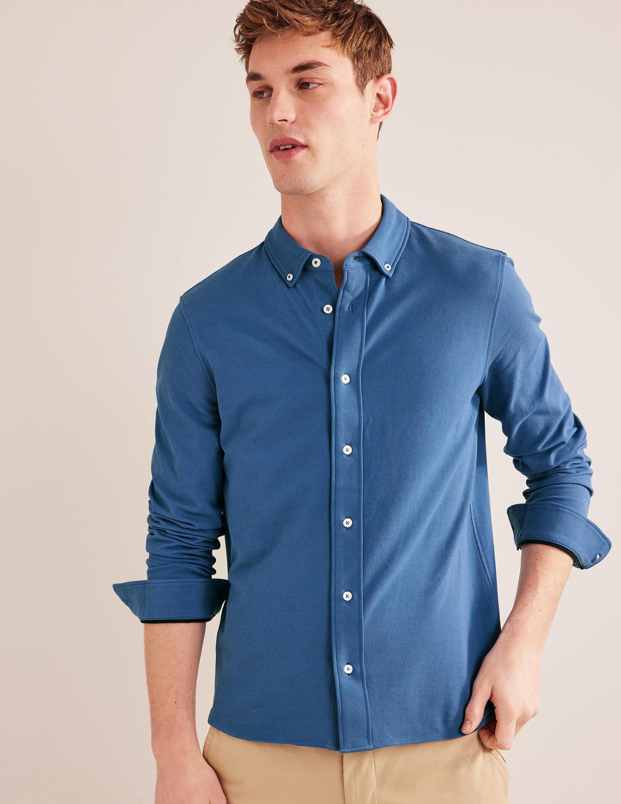 Lightweight Pique Shirt-True Navy
