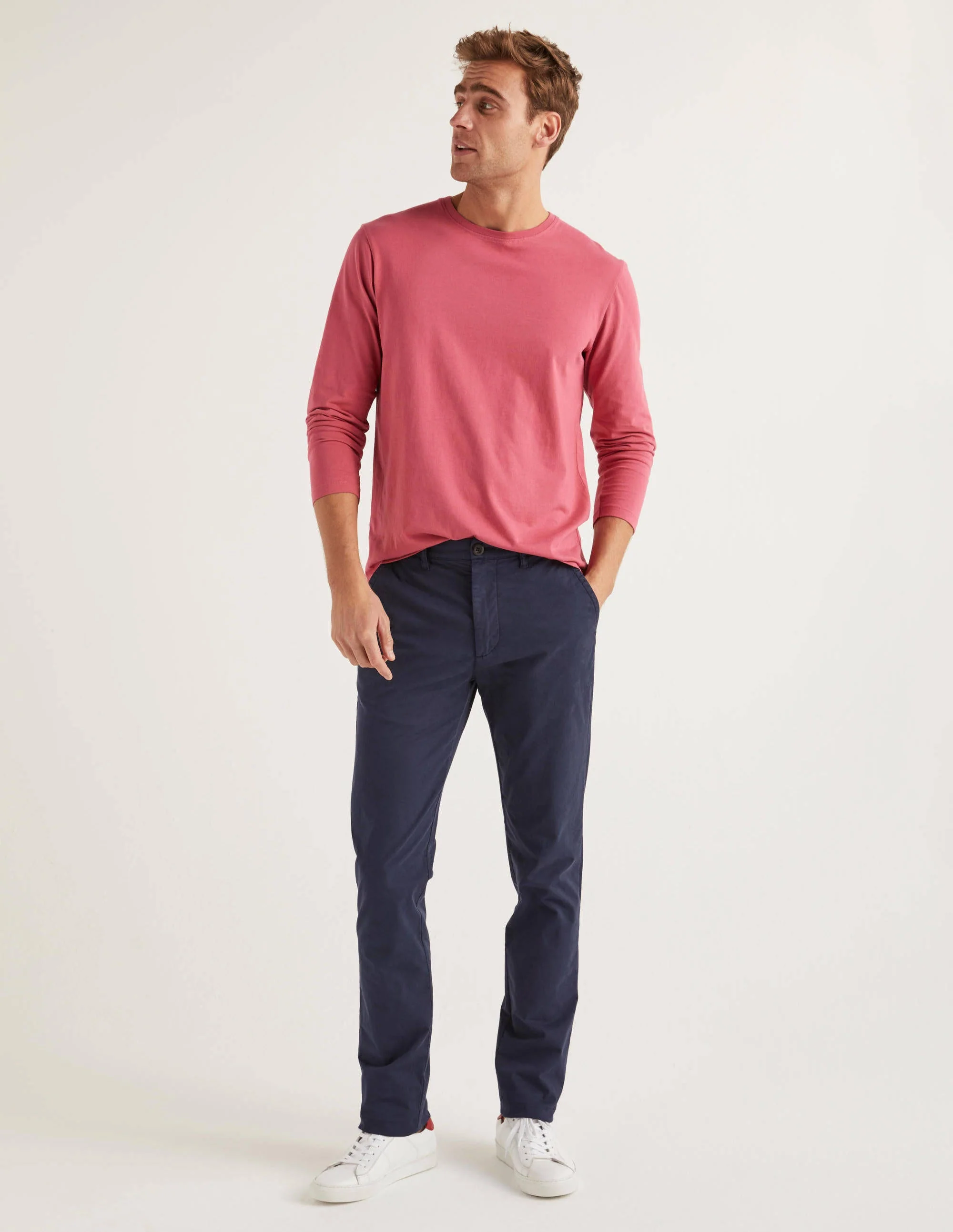 Lightweight Slim Chinos-Navy