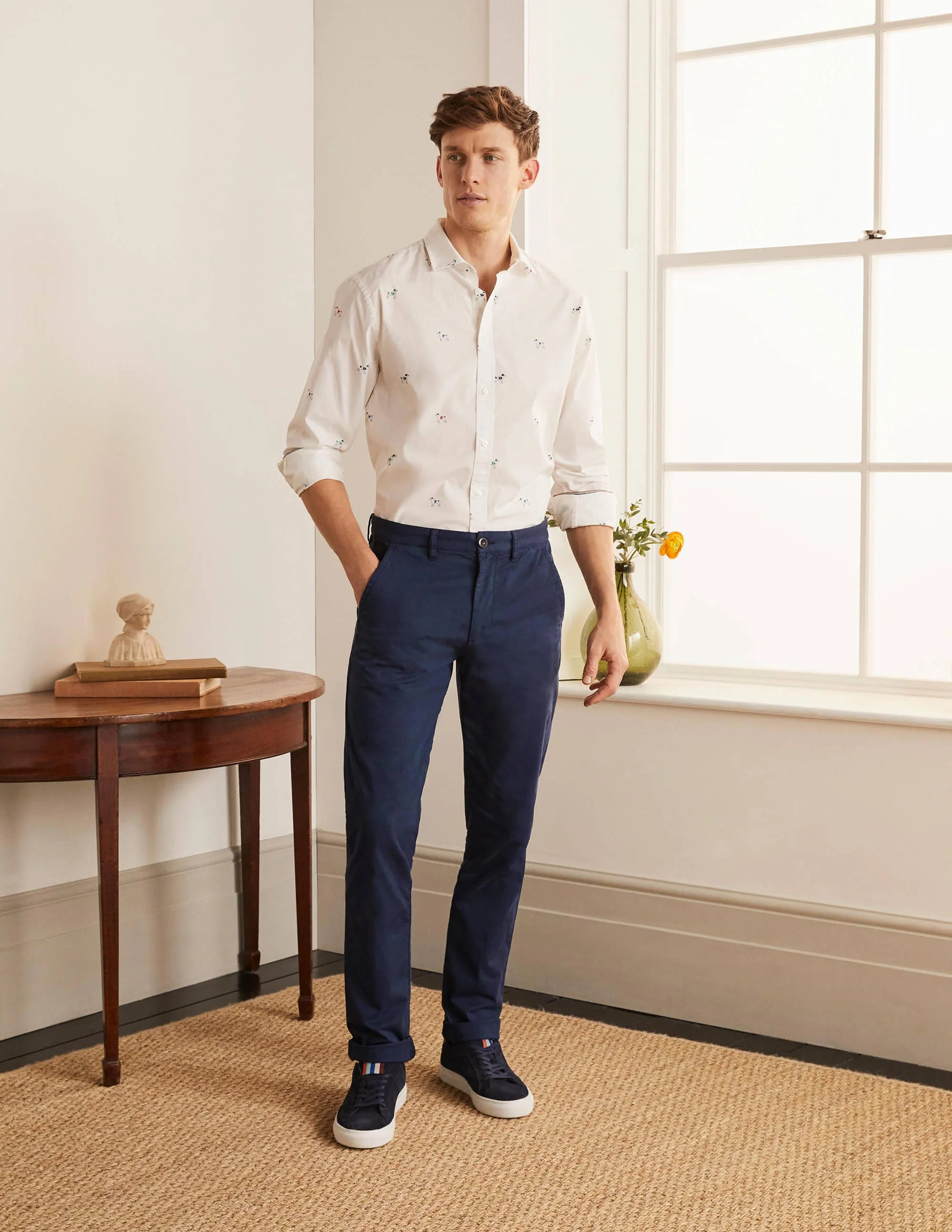 Lightweight Slim Chinos-Navy