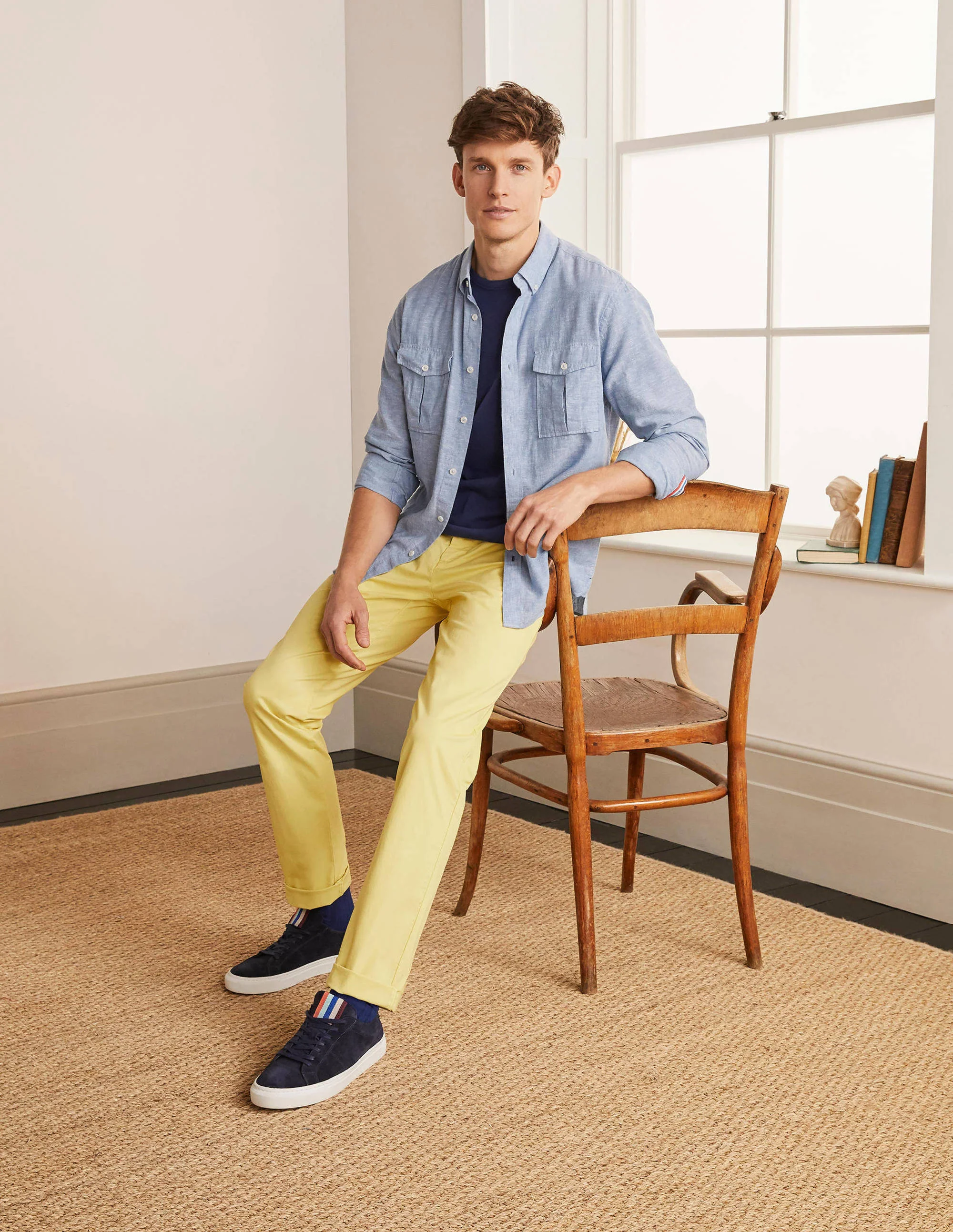 Lightweight Slim Chinos-Sunbleach Yellow