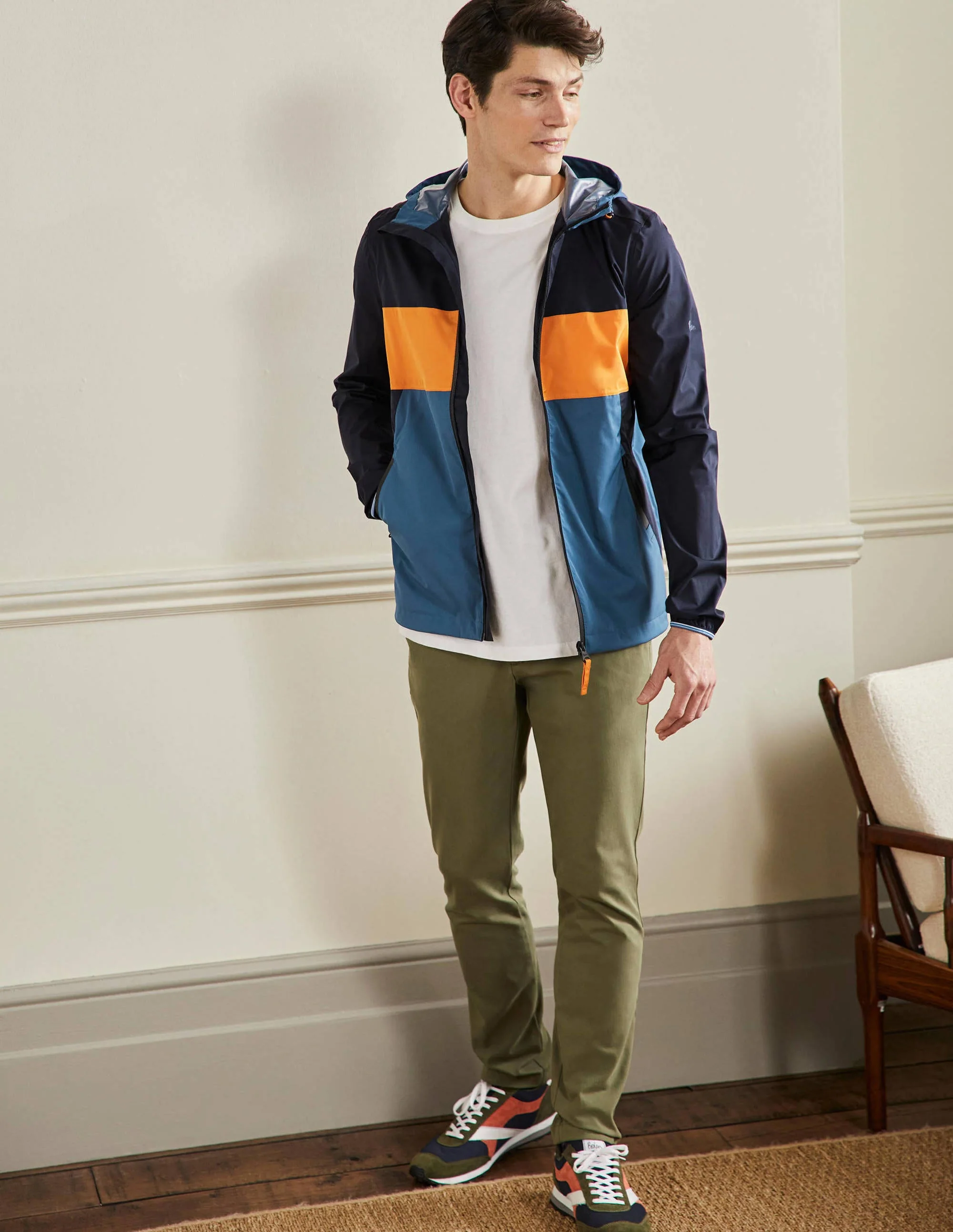 Lightweight Waterproof Jacket-Navy/Ensign Blue Colourblock - Image 4