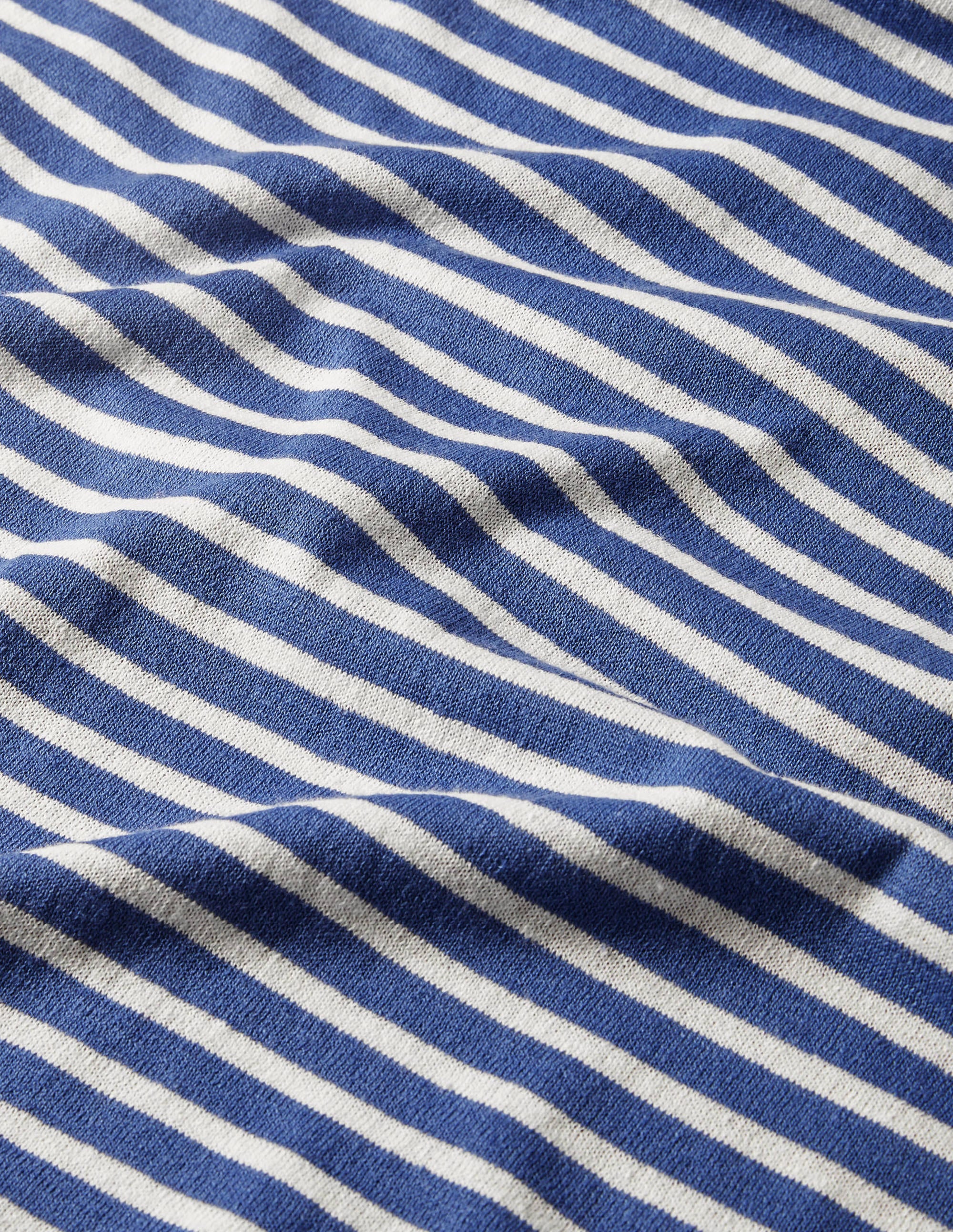 Linen Blend Knitted Polo-Bold Blue Stripe - Image 5