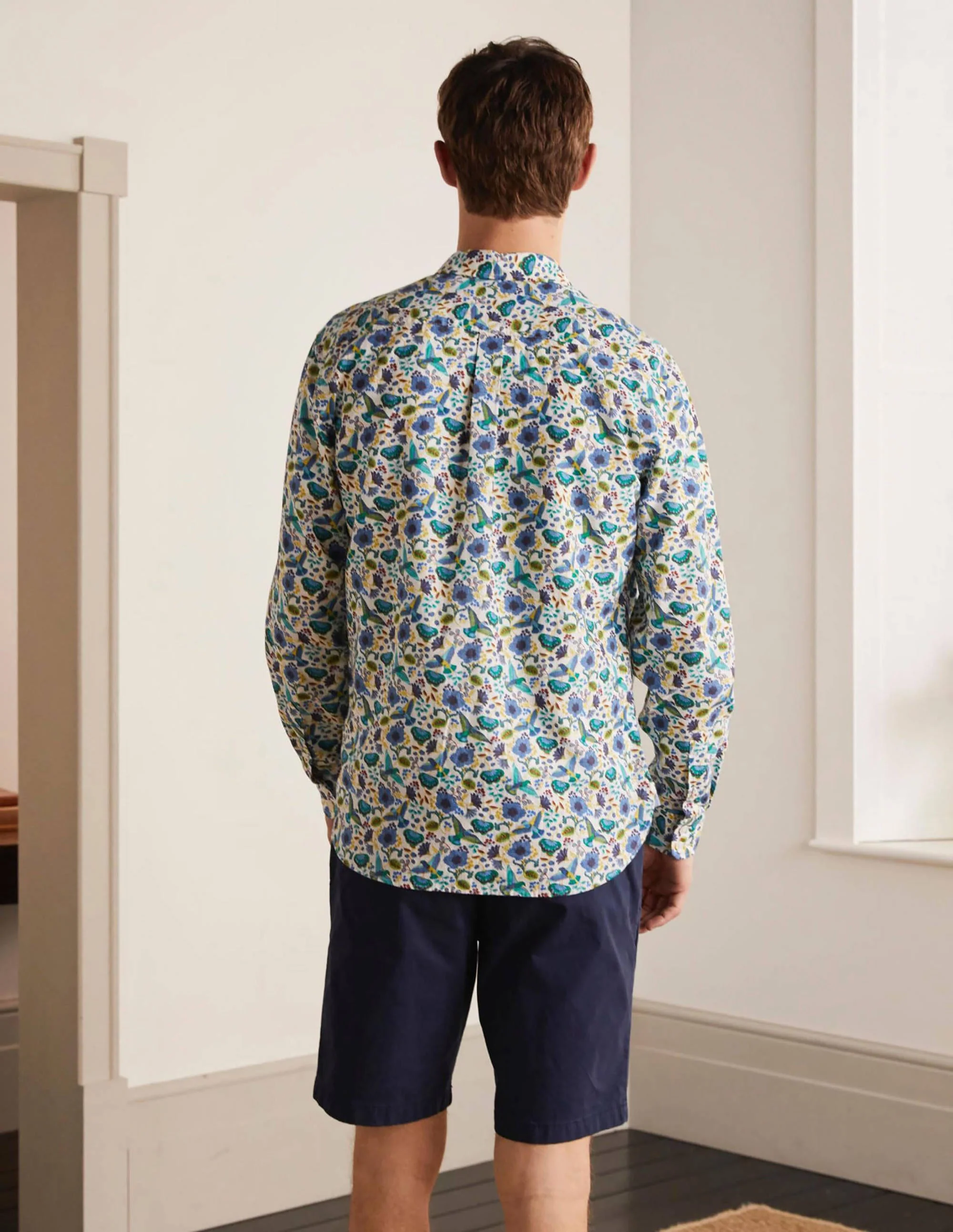 Linen Cotton Pattern Shirt-Multi Exotic Charm - Image 3