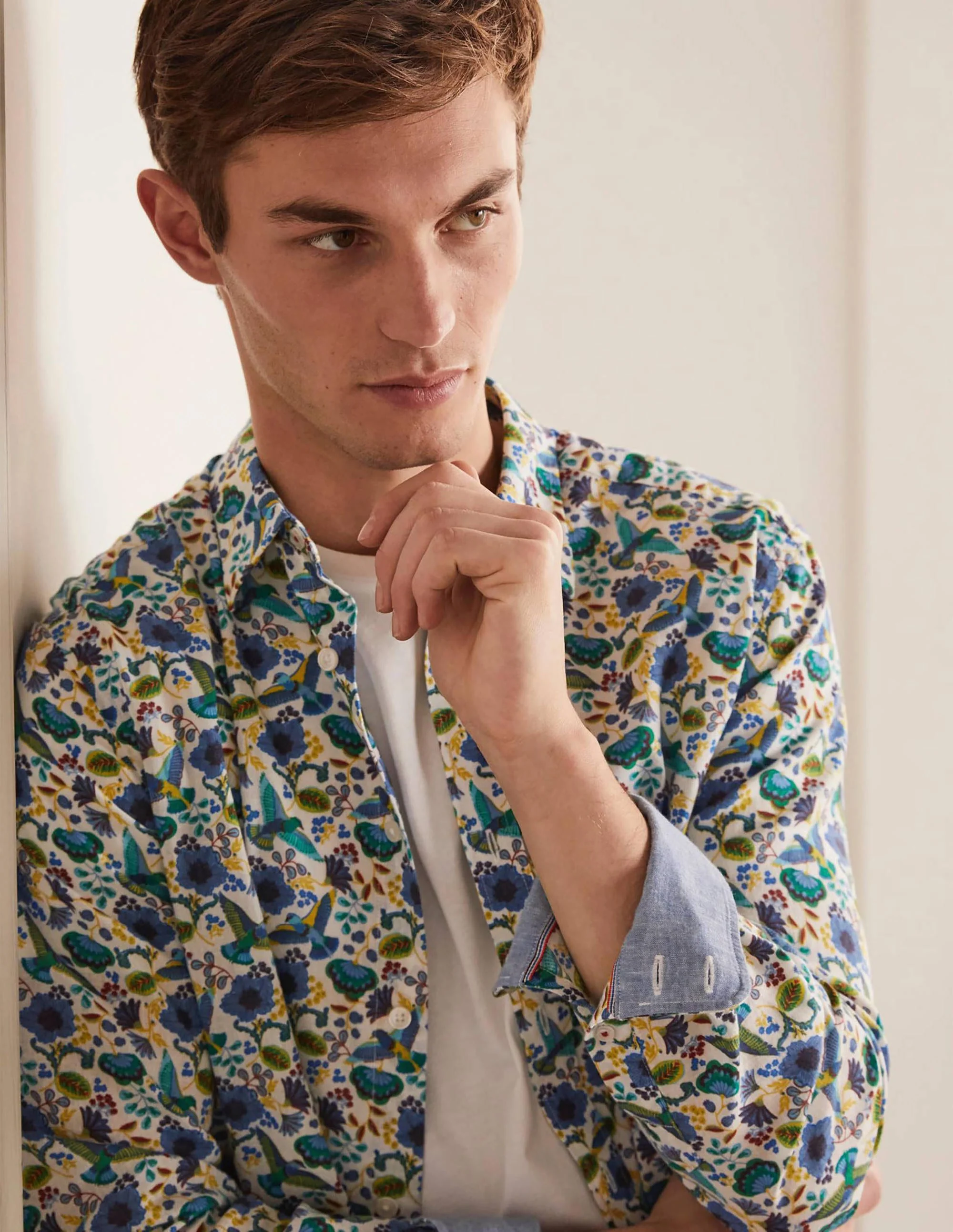 Linen Cotton Pattern Shirt-Multi Exotic Charm - Image 4