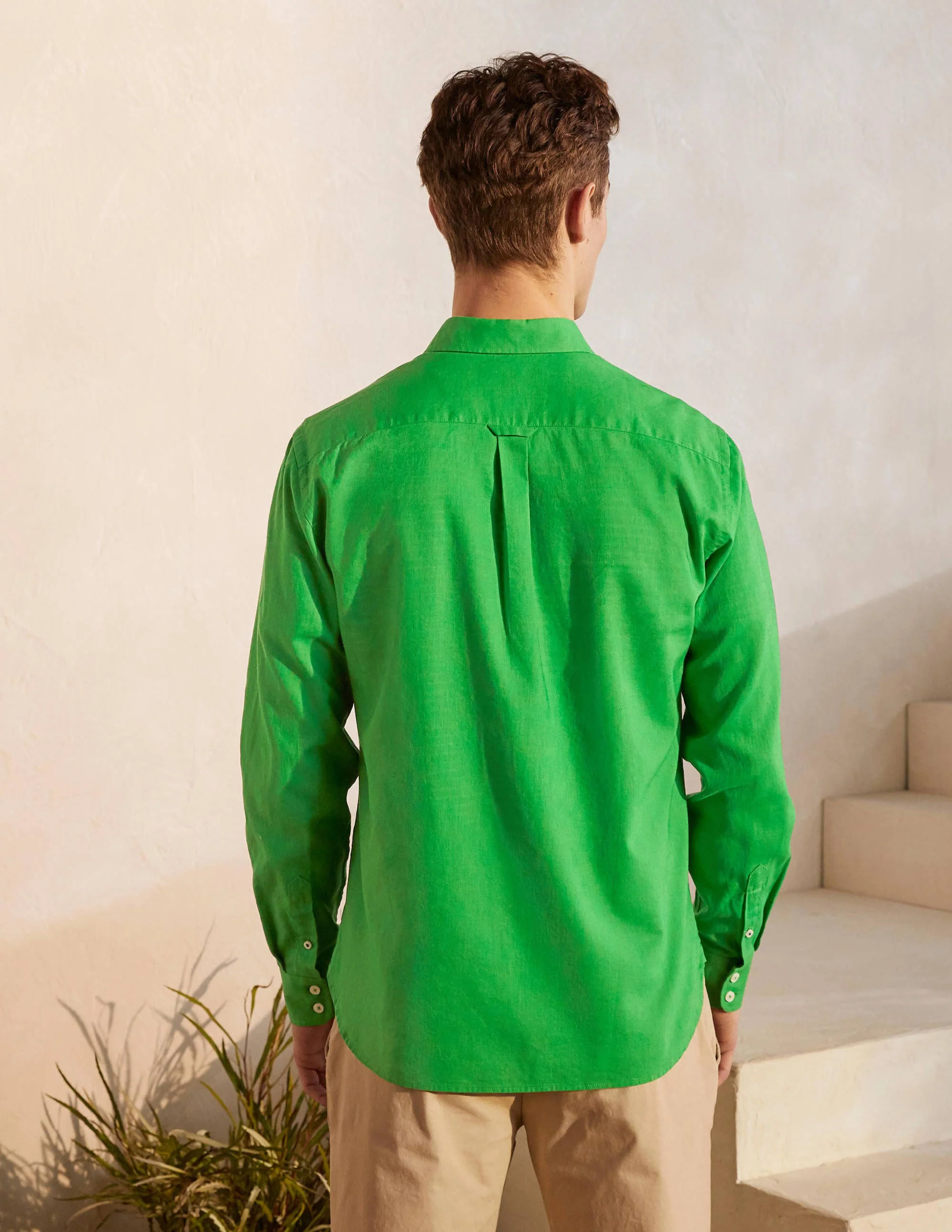 Linen Cotton Shirt-Bright Green - Image 4