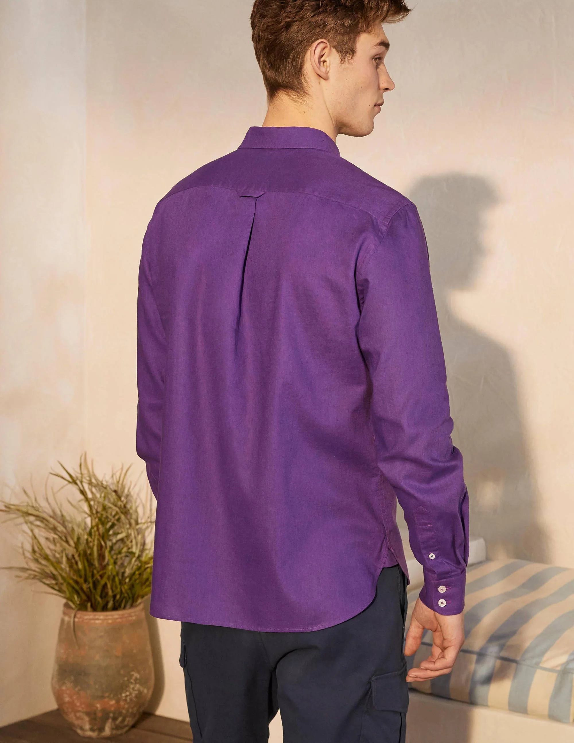 Linen Cotton Shirt-Rich Purple - Image 3