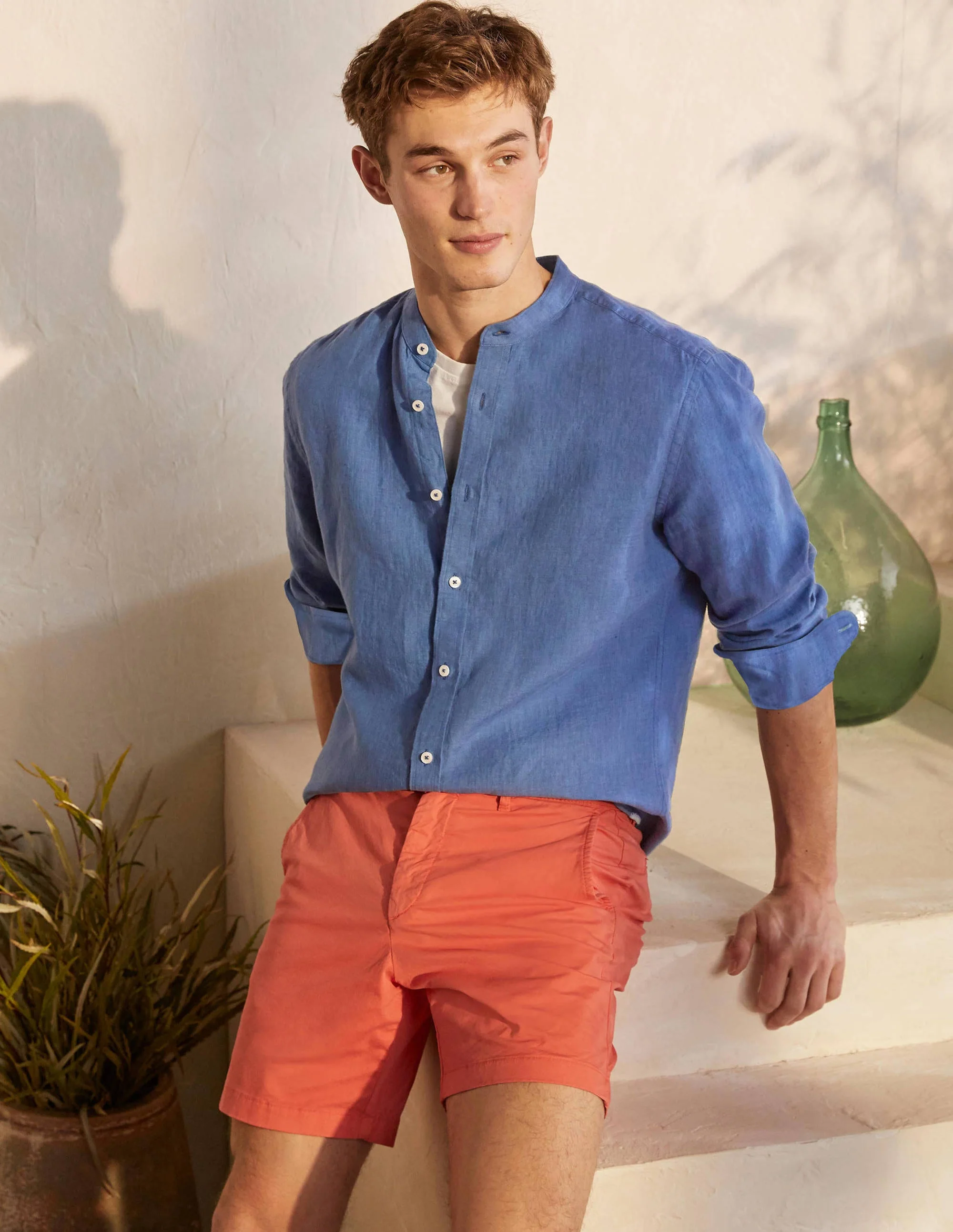 Linen Grandad Shirt-Inky Blue - Image 2