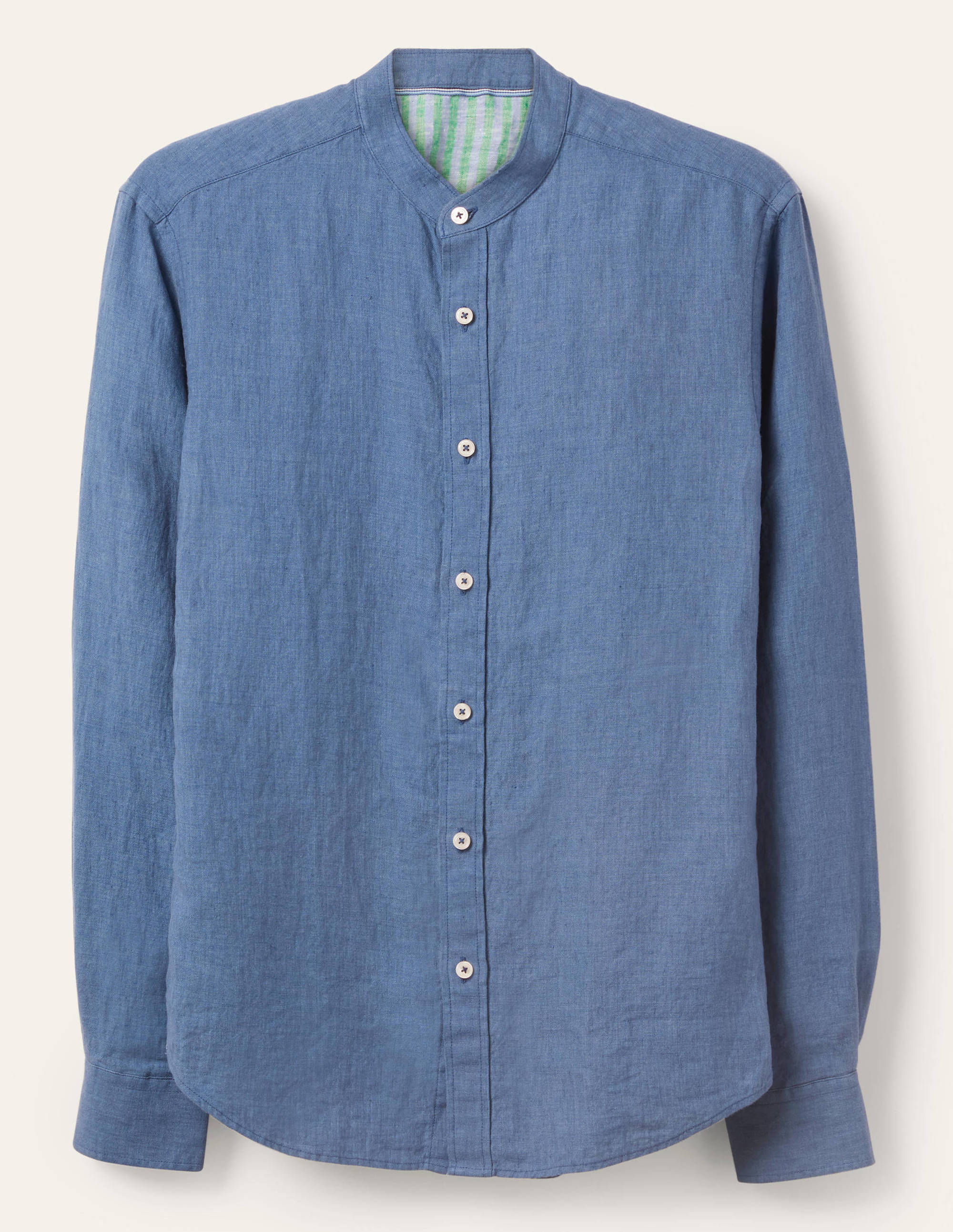 Linen Grandad Shirt-Inky Blue - Image 5