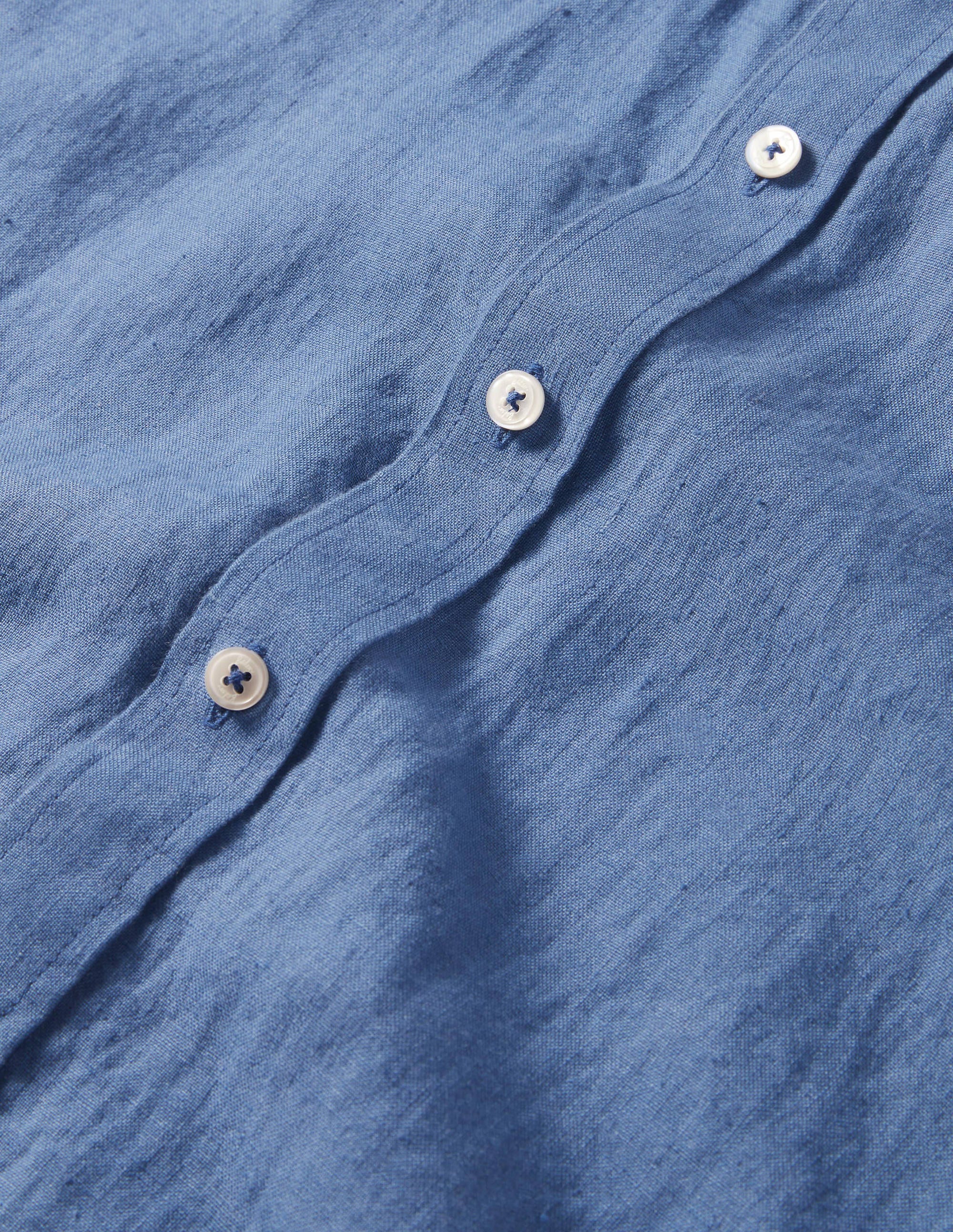 Linen Grandad Shirt-Inky Blue - Image 6