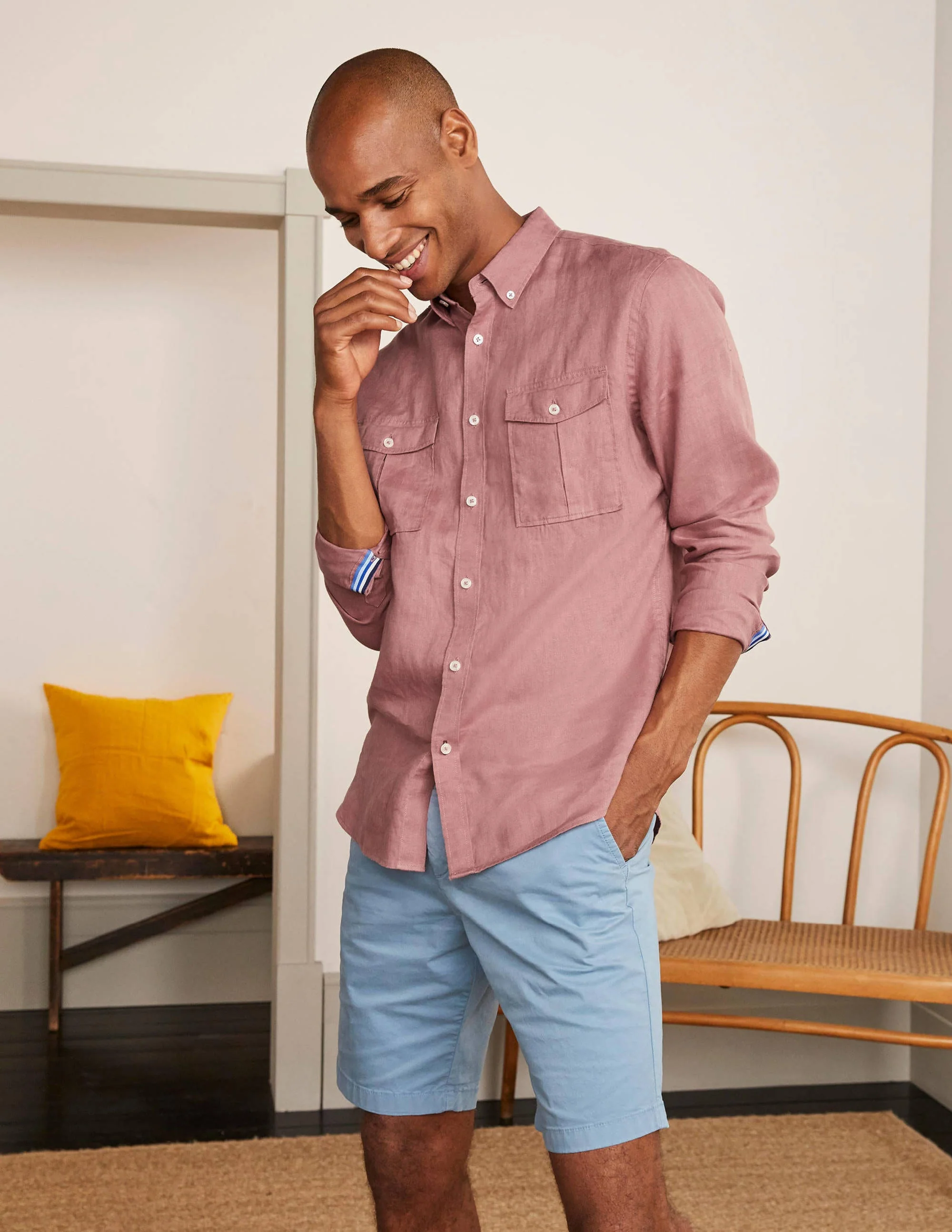 Linen Safari Shirt-Dusky Rose