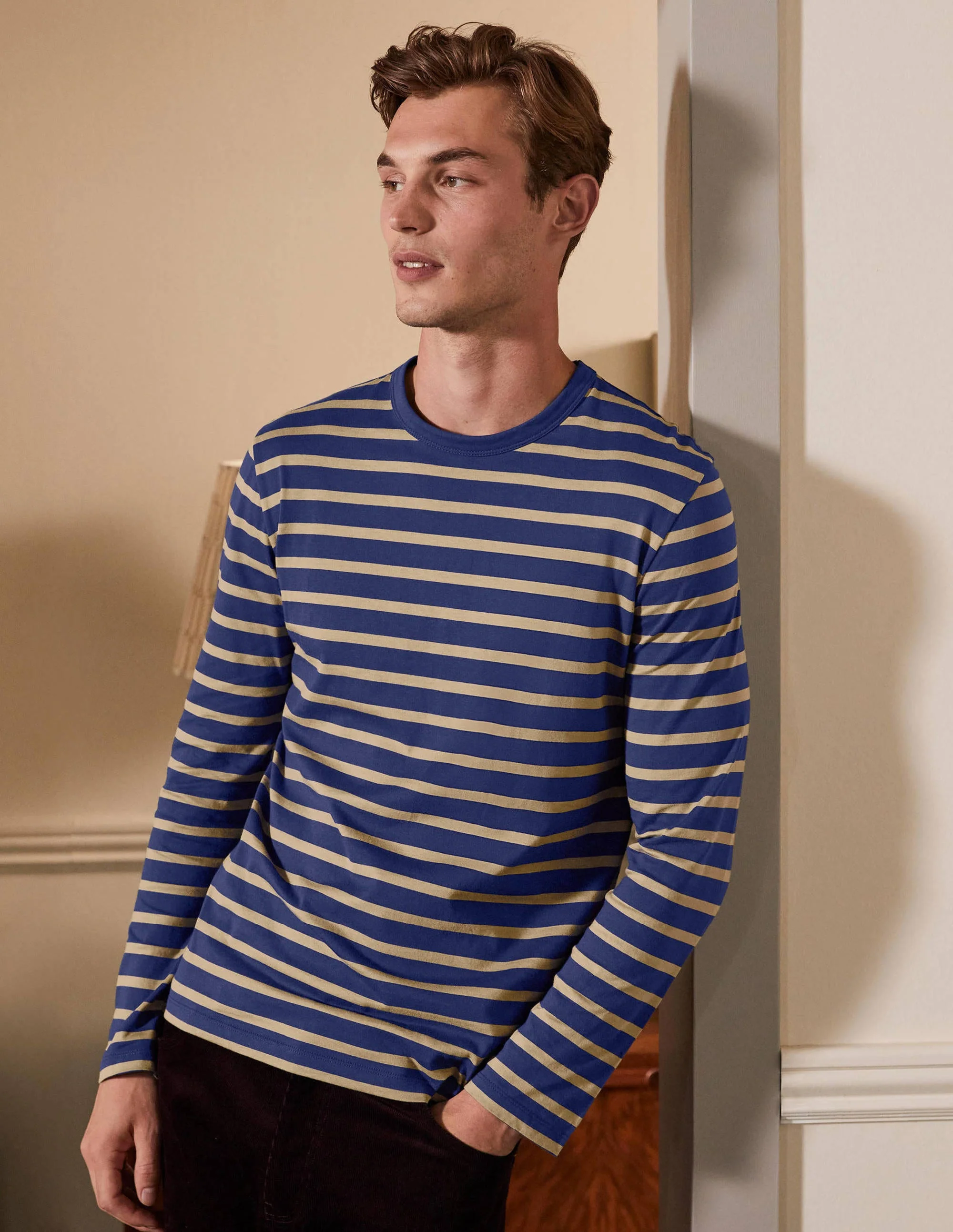 Long Sleeve Breton-Presidential/Malt Stripe