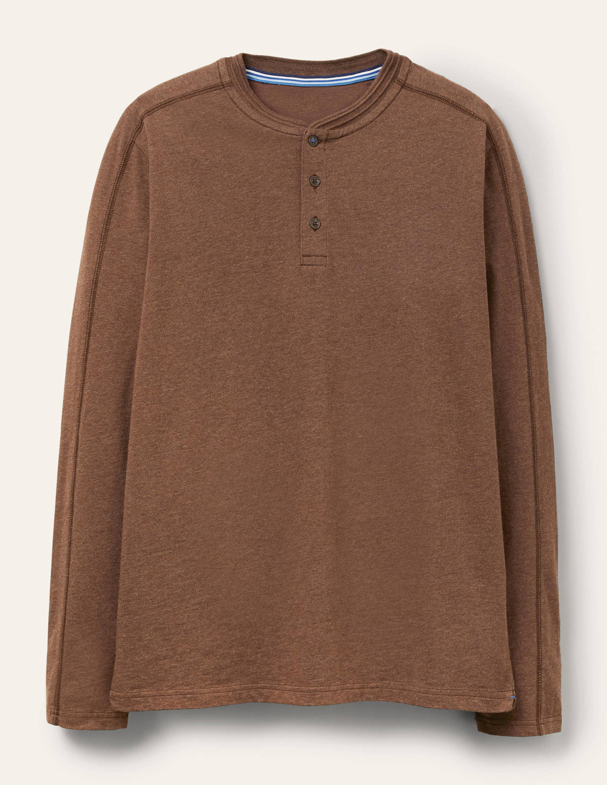 Long Sleeve Henley-Cacao Marl - Image 5