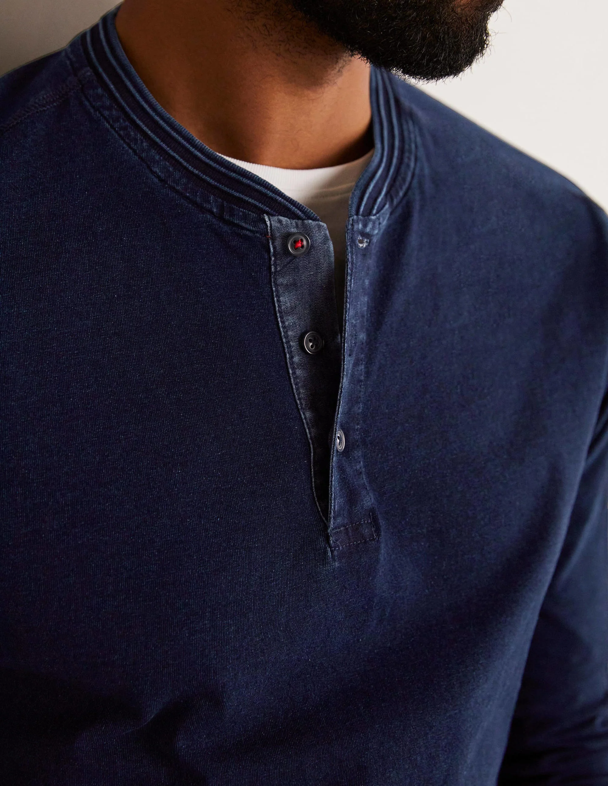 Long Sleeve Henley-Indigo - Image 2