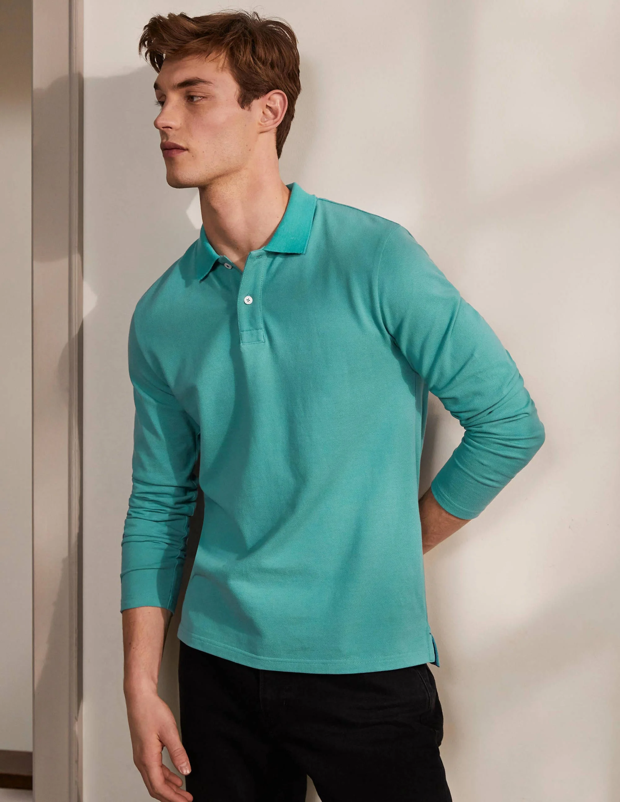 Long Sleeve Piqué Polo-Quail Egg