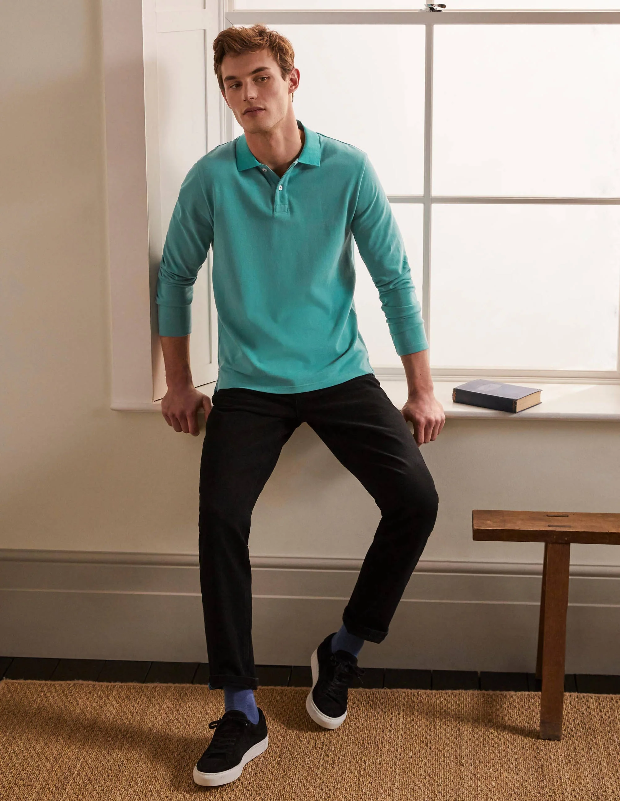 Long Sleeve Piqué Polo-Quail Egg - Image 2