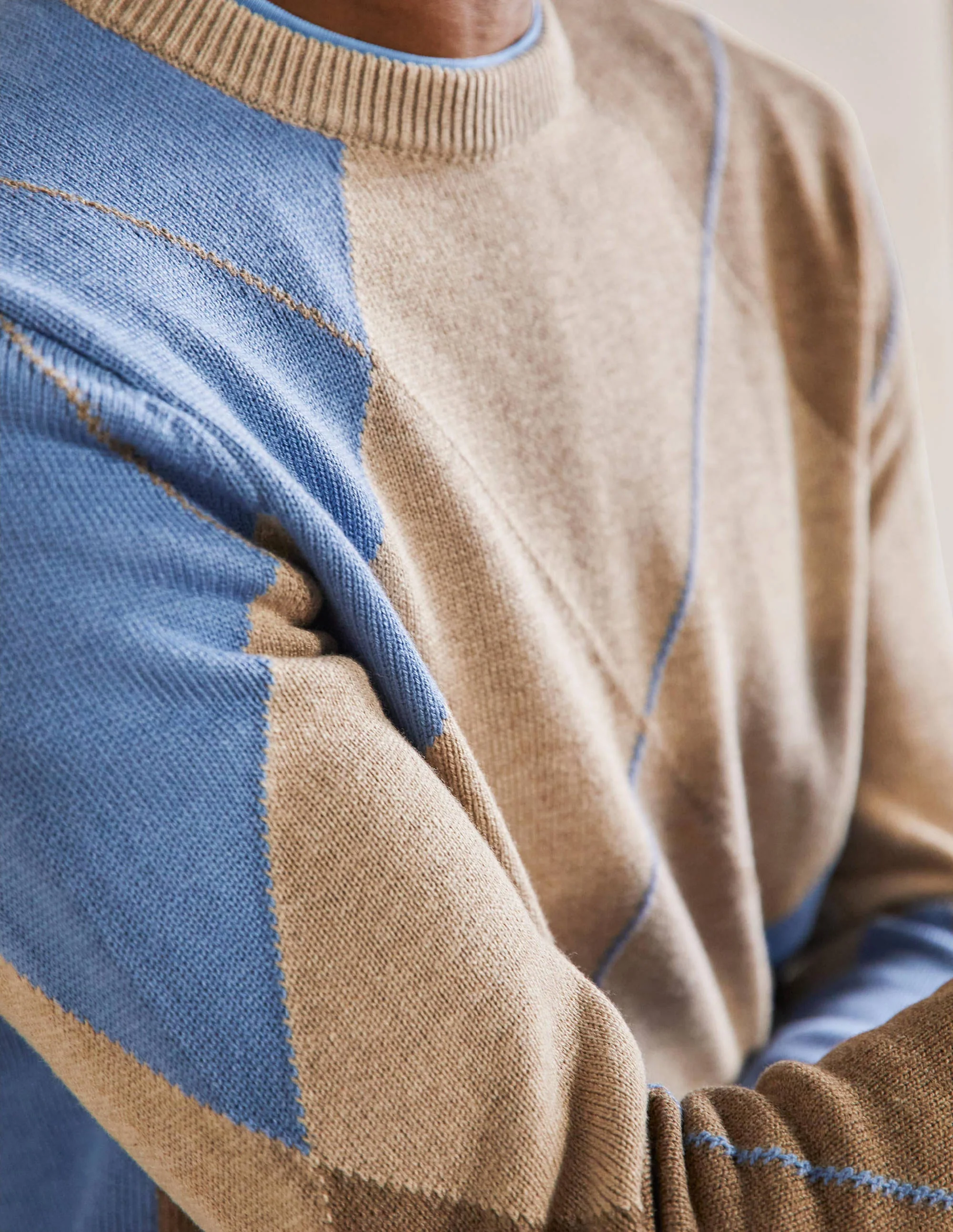 Merino Blend Crew Neck Sweater-Multi Argyle - Image 2