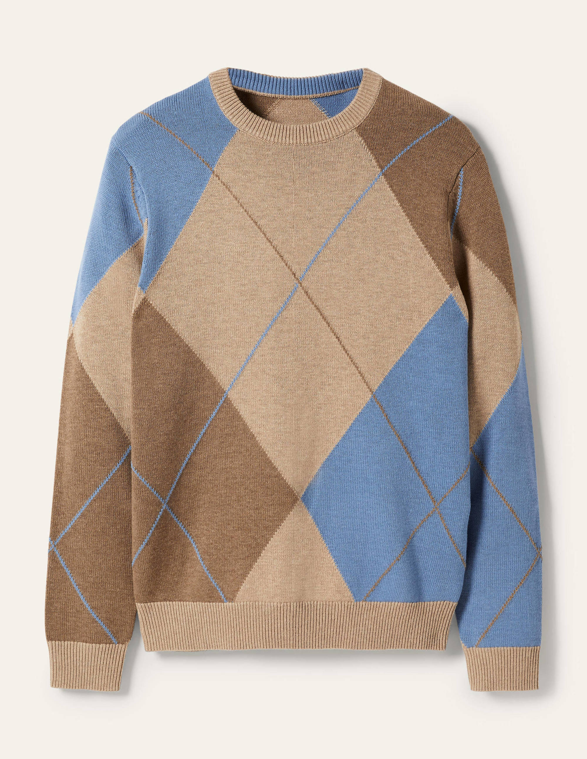 Merino Blend Crew Neck Sweater-Multi Argyle - Image 6