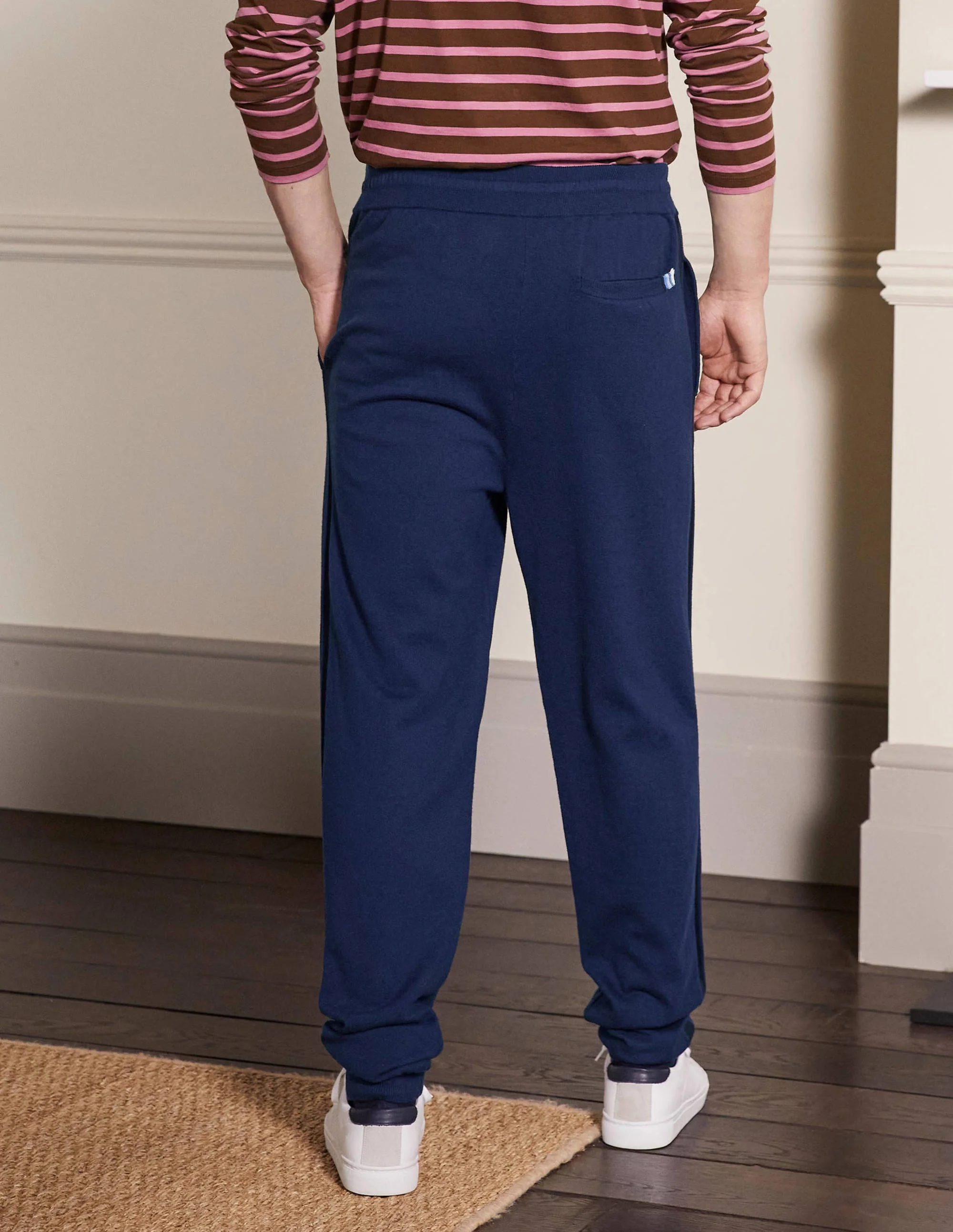 Merino Blend Knitted Joggers-Light Navy - Image 3
