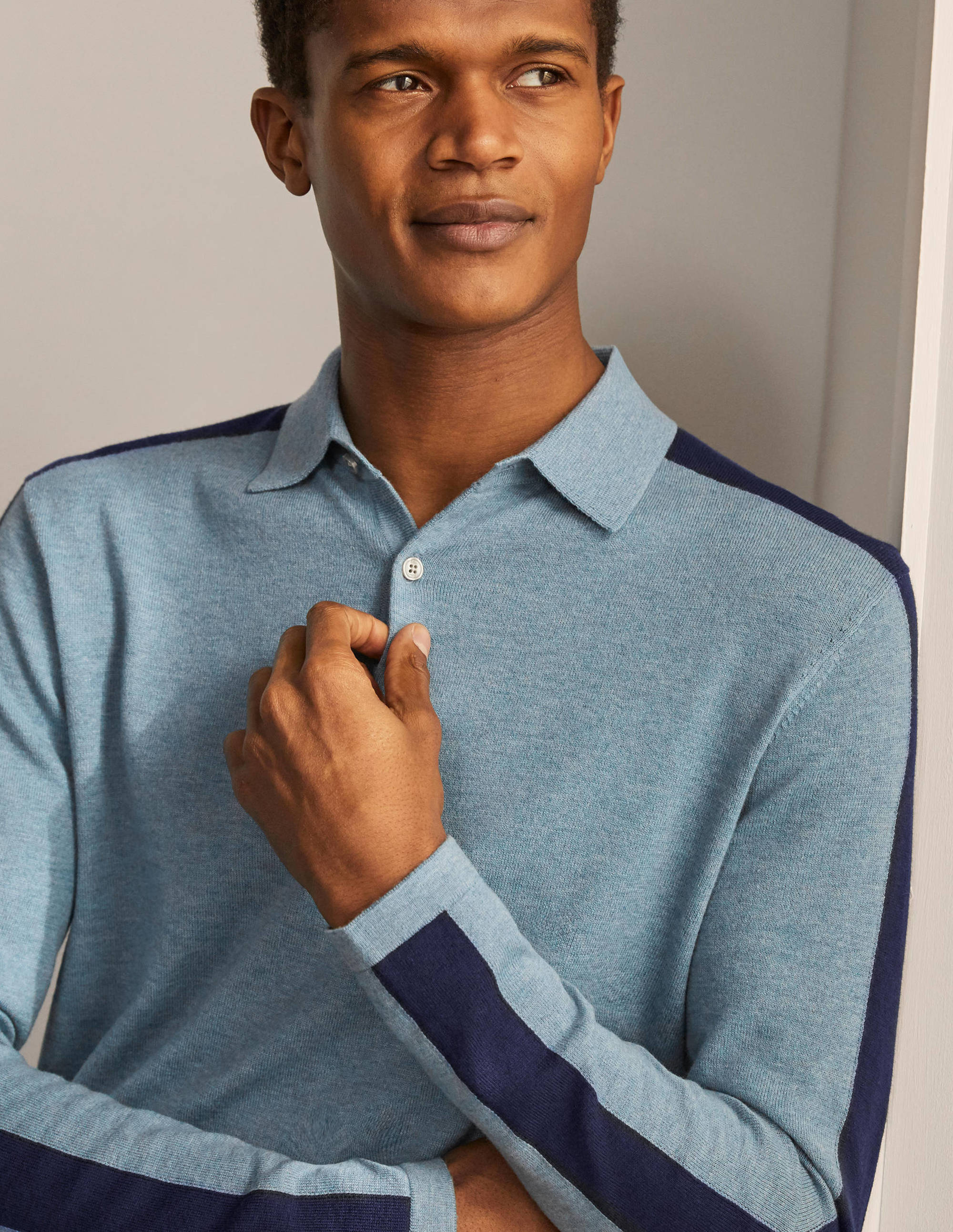 Merino Blend Polo-Dusk Blue - Image 2