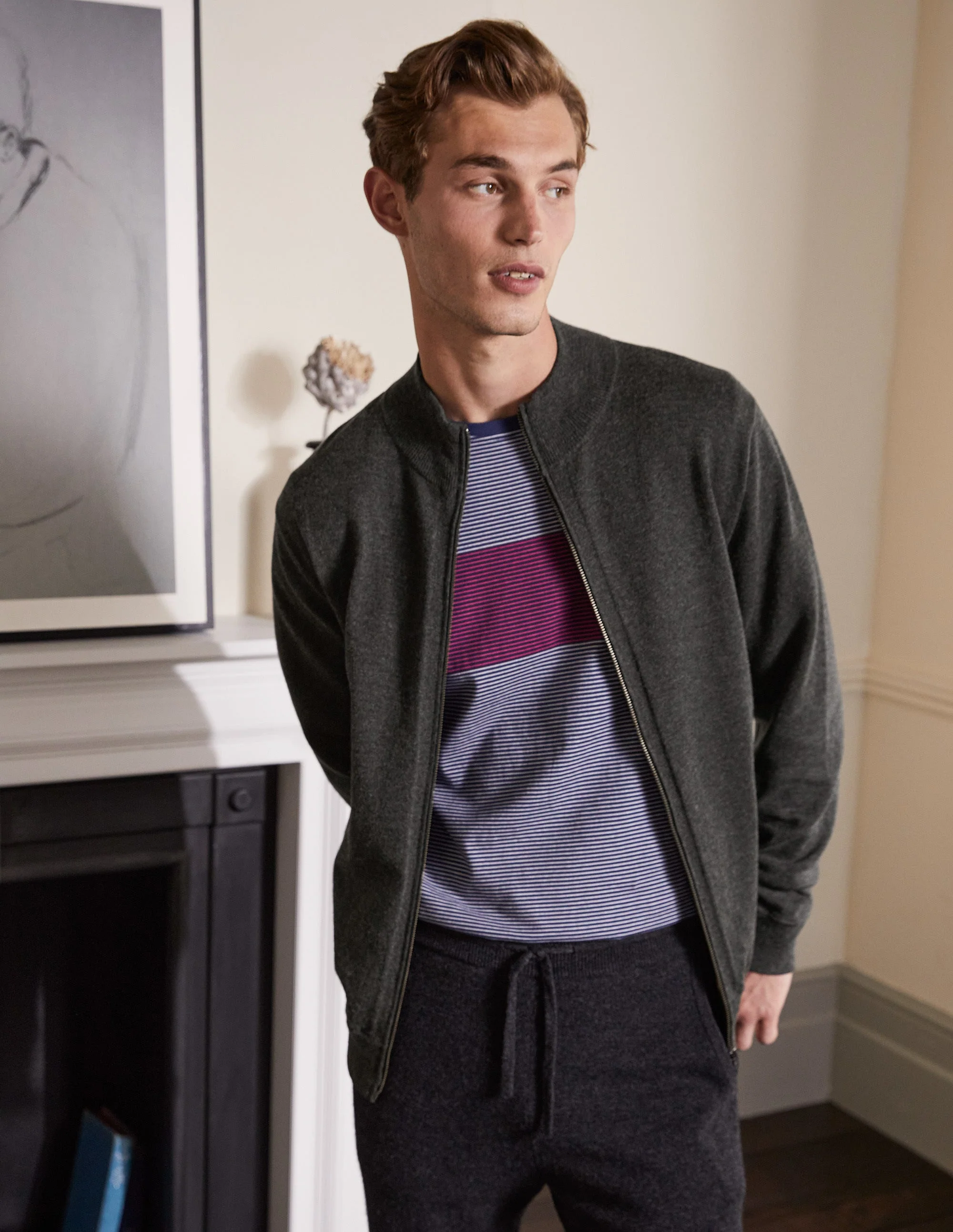 Merino Blend Zip-through-Graphite Melange