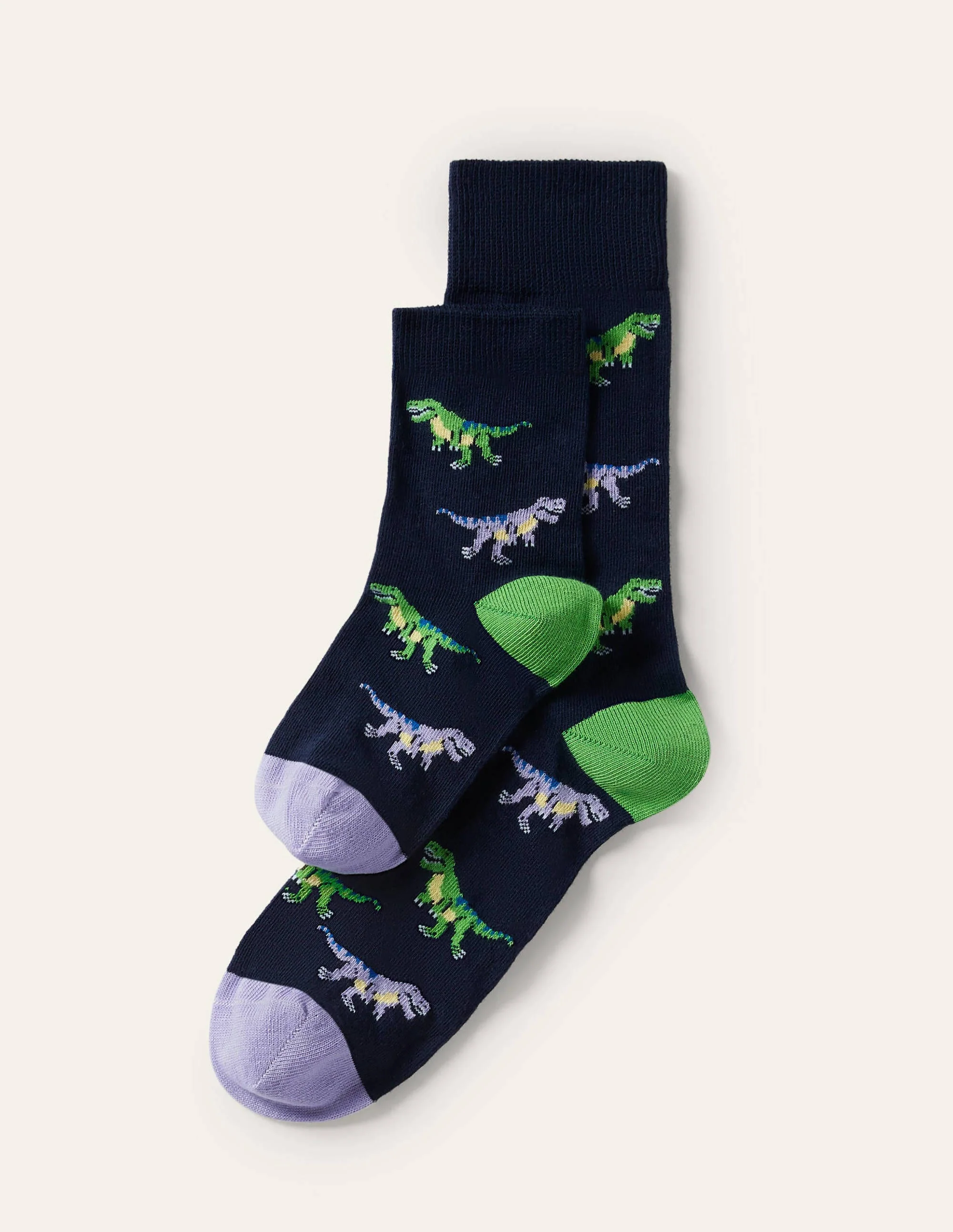 Mini Me Socks-Navy Dinosaurs