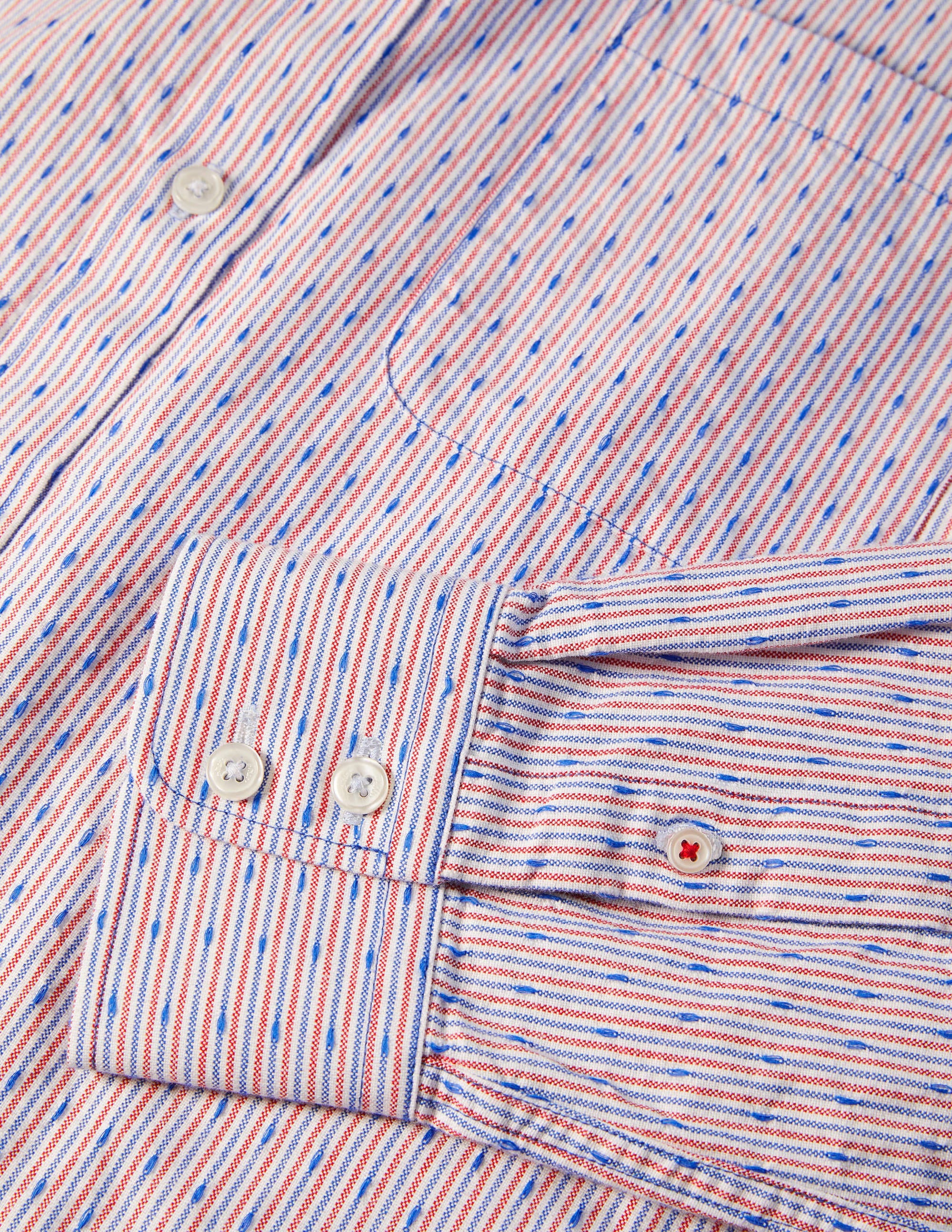 Modern Oxford Shirt-Red/Blue Stripe Dobby - Image 6