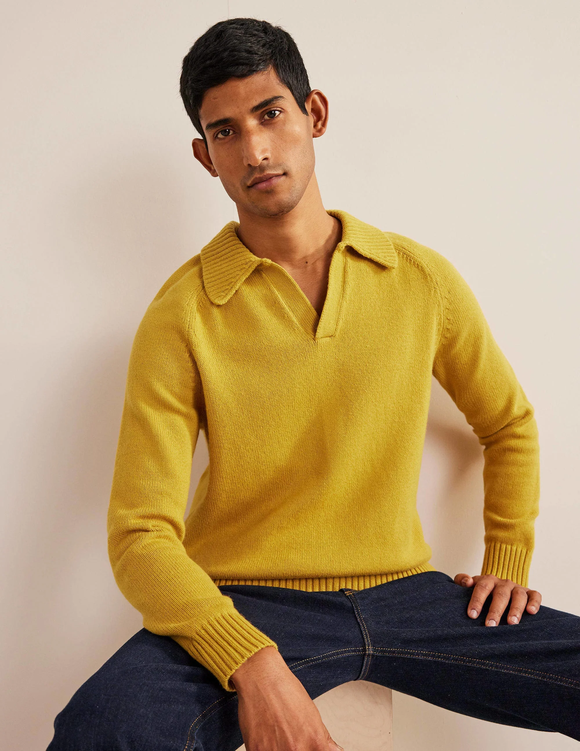 Open Collar Sweater-Light Bronze