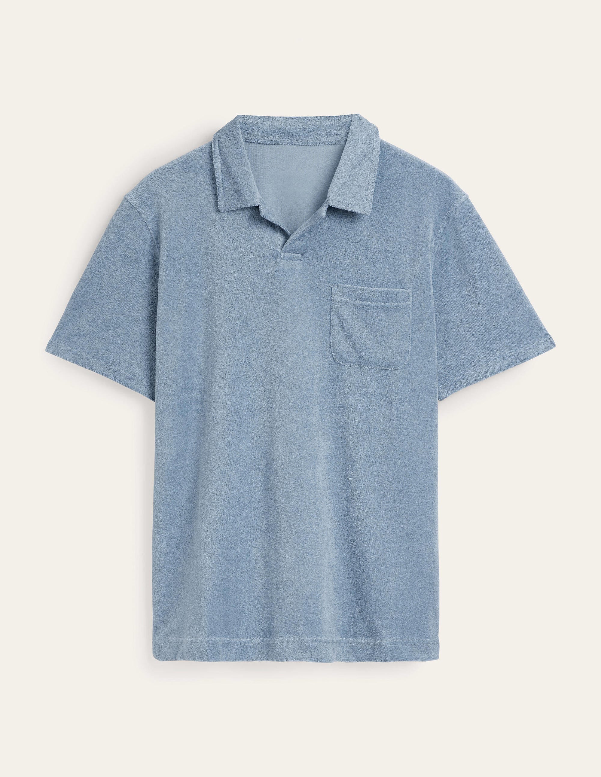 Open Collar Terry Polo-Captains Blue - Image 5