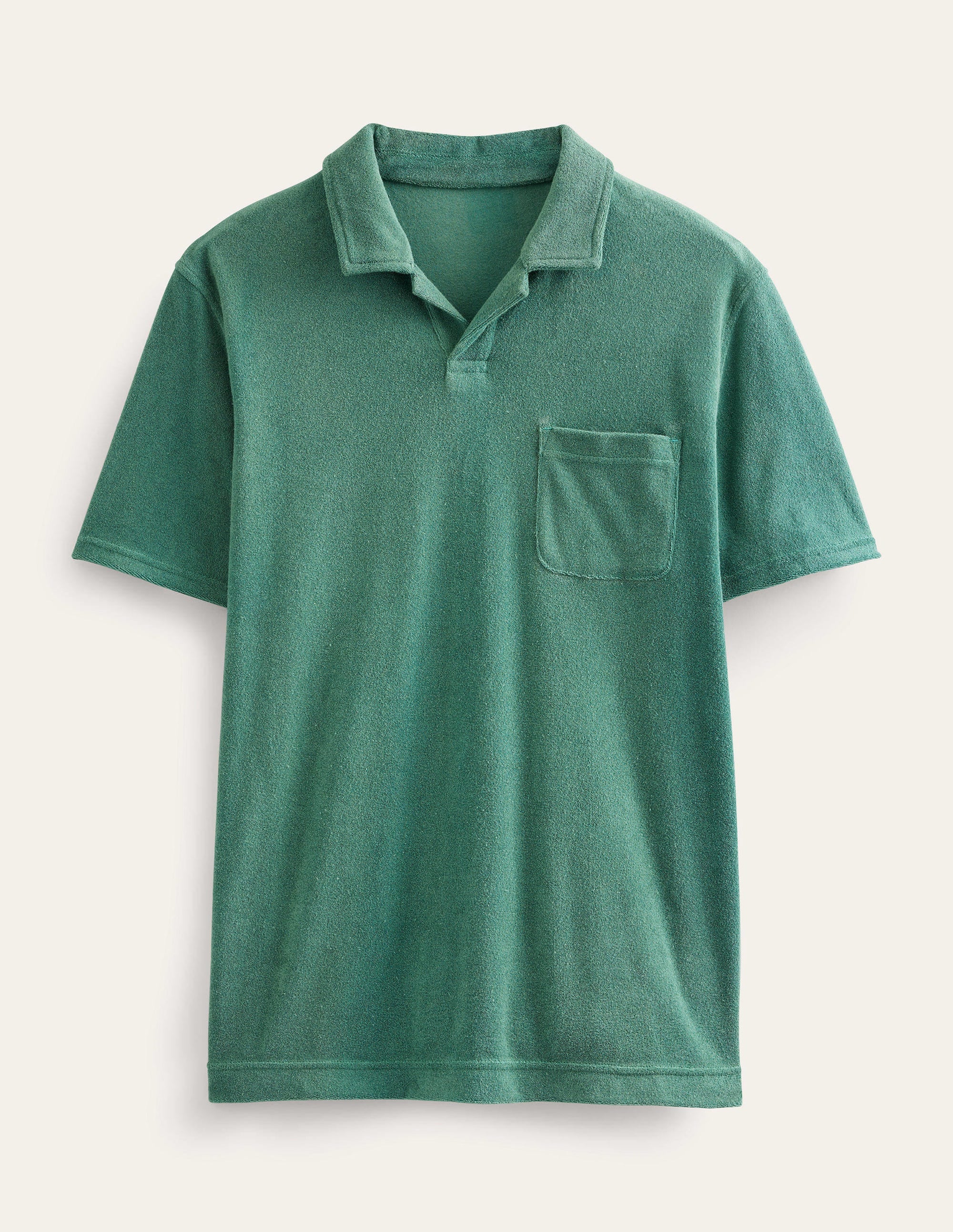Open Collar Terry Polo-Deep Sea Green - Image 5