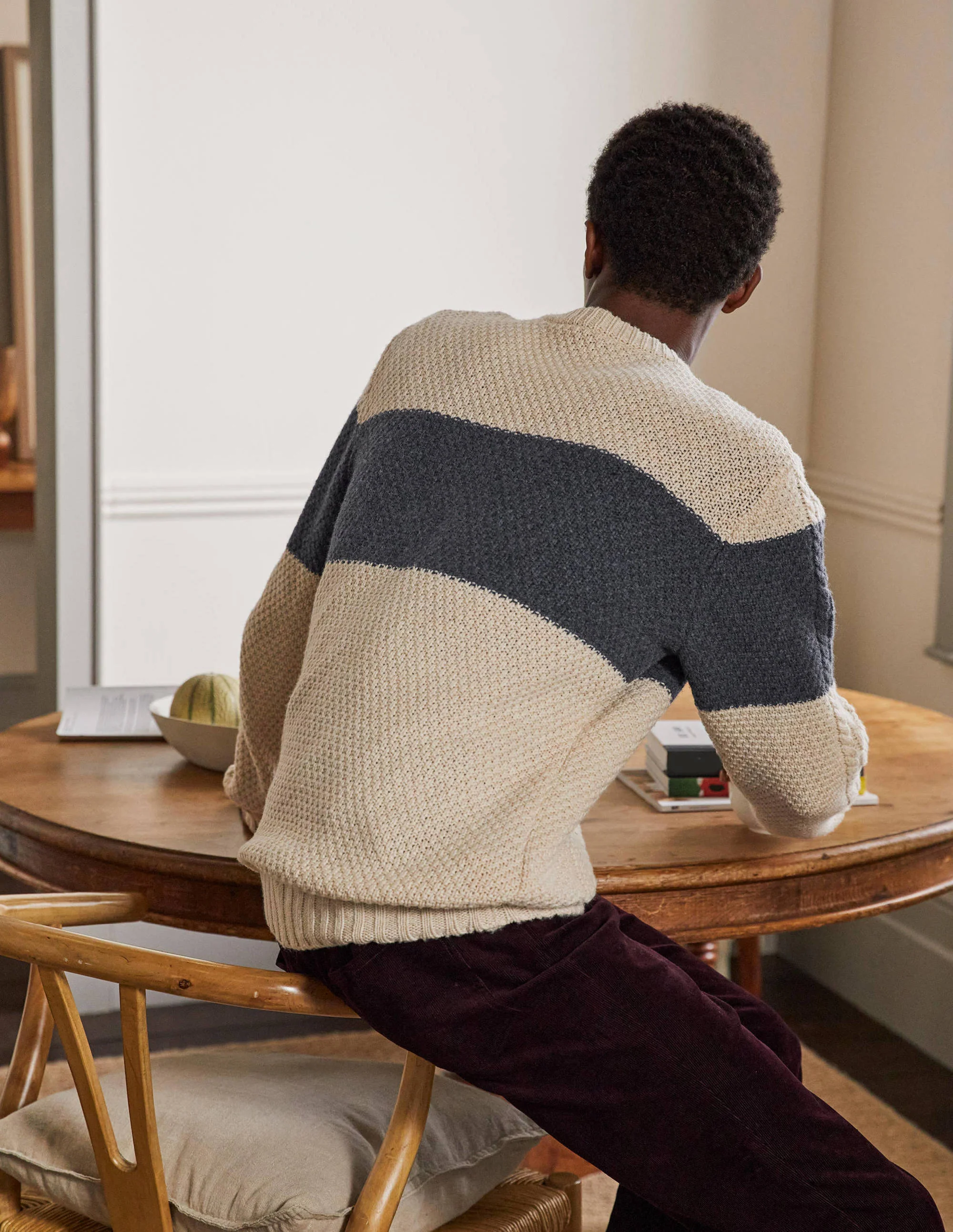 Paul Sweater-Oatmeal/ Navy - Image 3