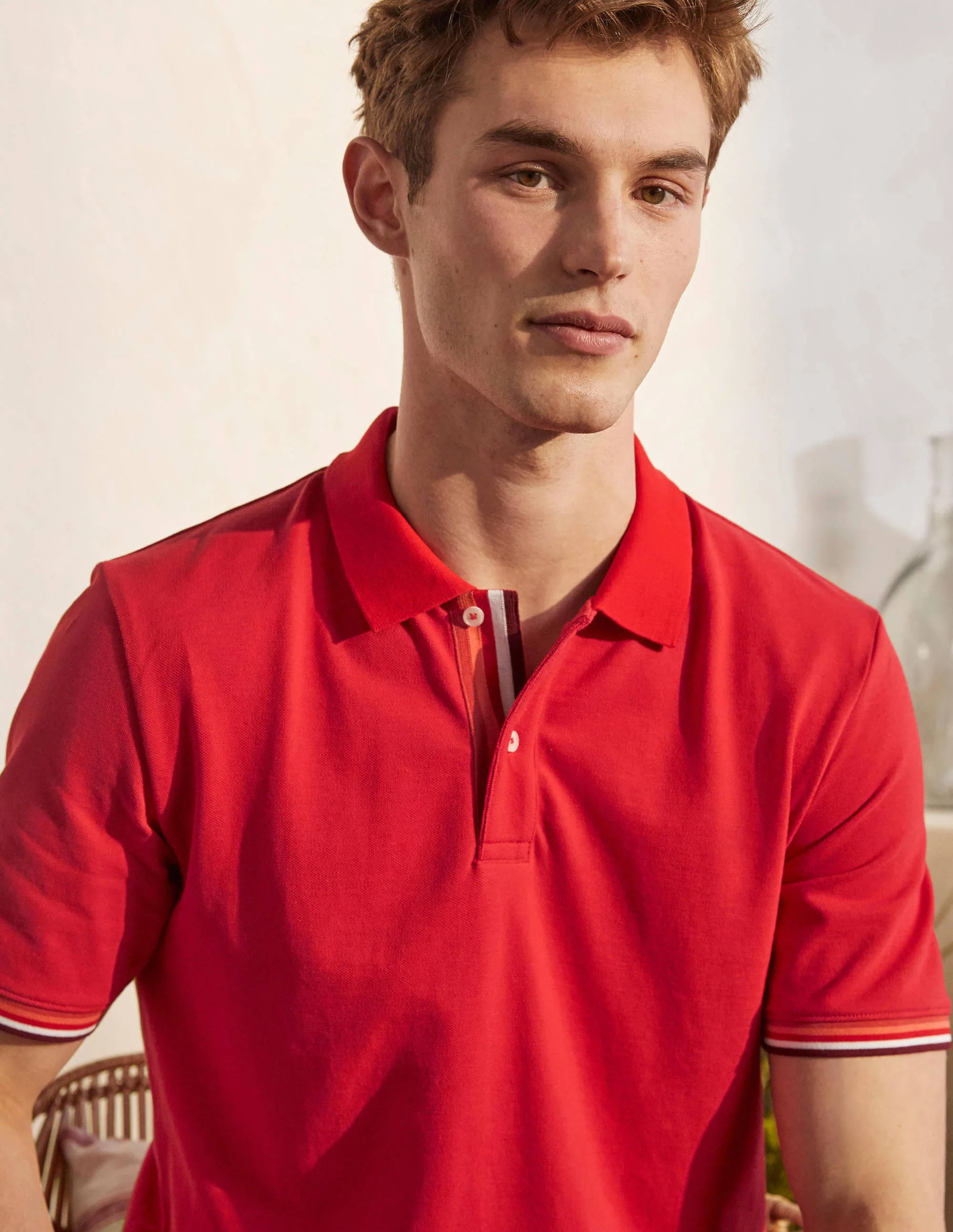 Piqué Polo Shirt-Cranberry Red