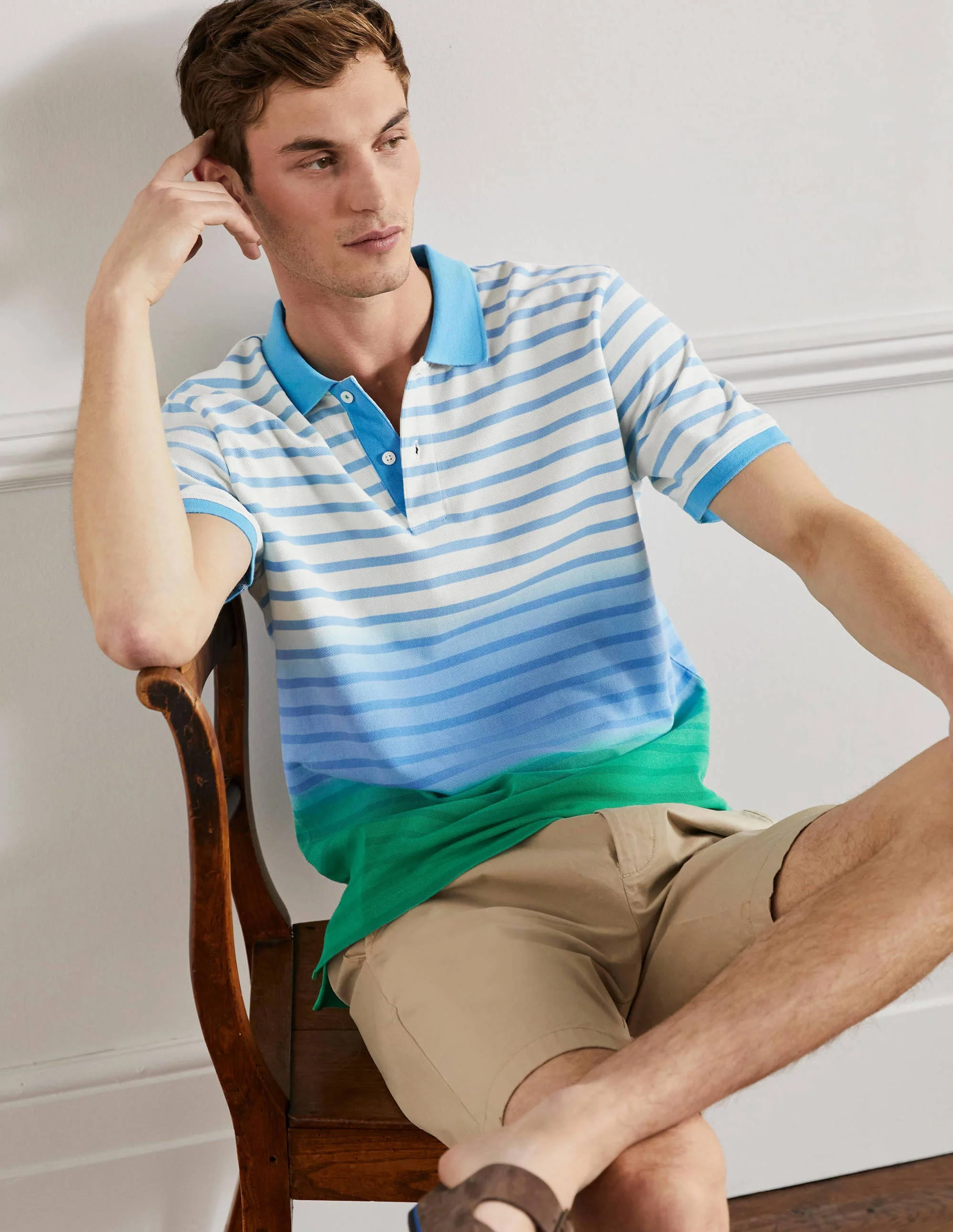 Piqué Polo Shirt-Green Pepper/Blithe Dip Dye - Image 4