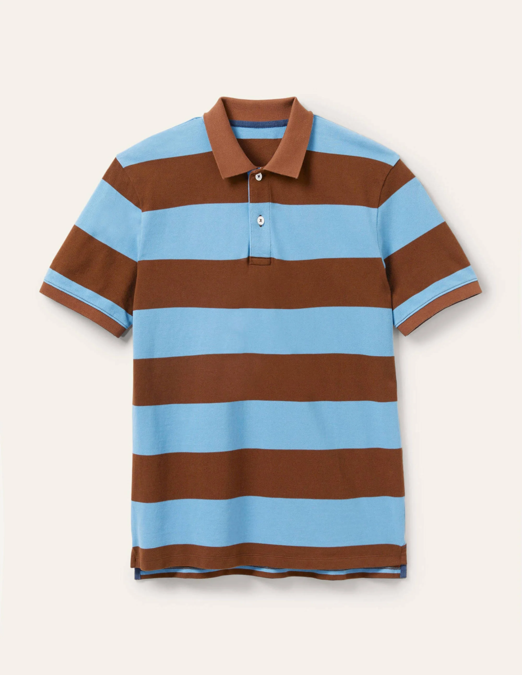 Piqué Polo Shirt-Lichen/ Cacao Stripe - Image 6