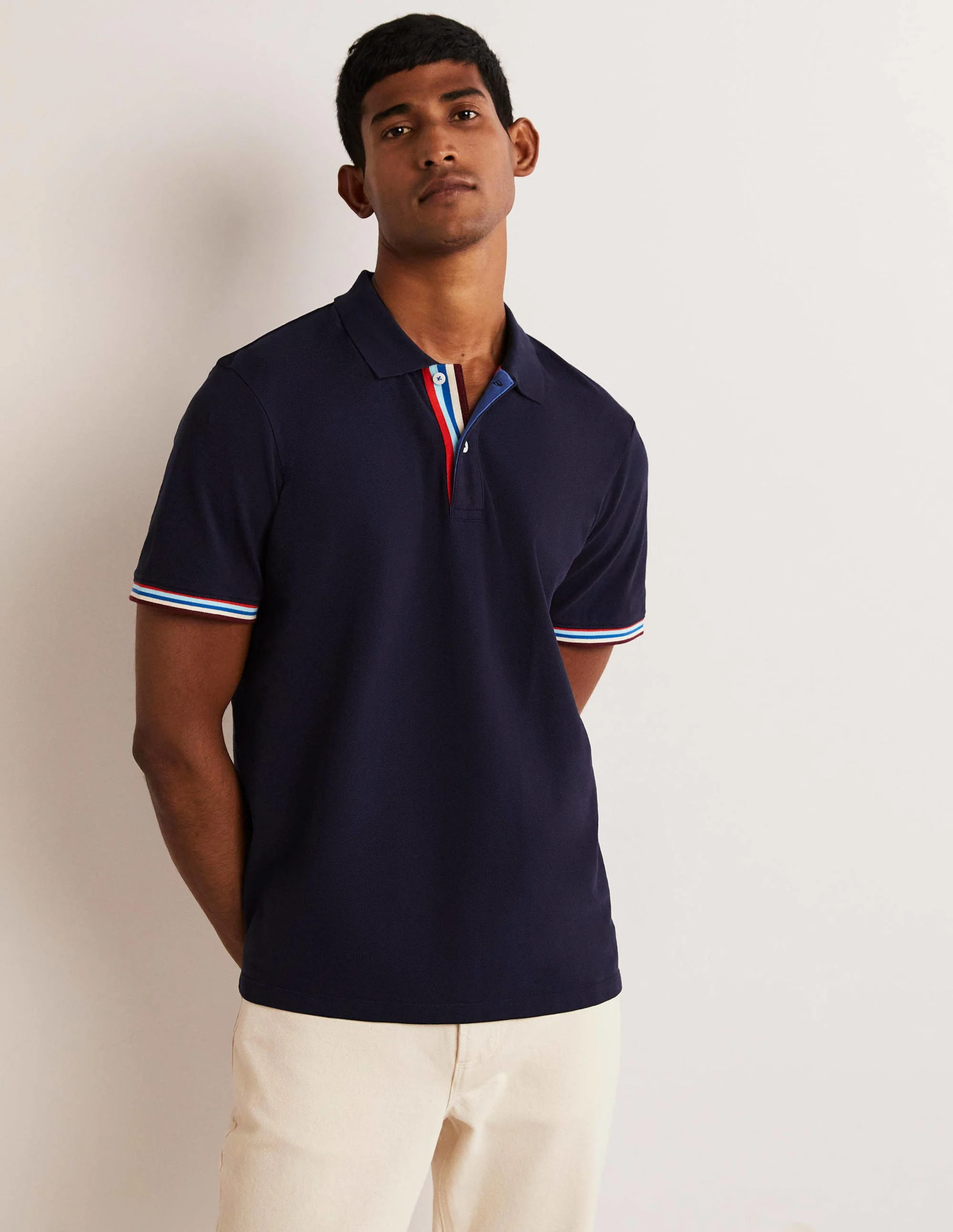 Piqué Polo Shirt-Navy Multi