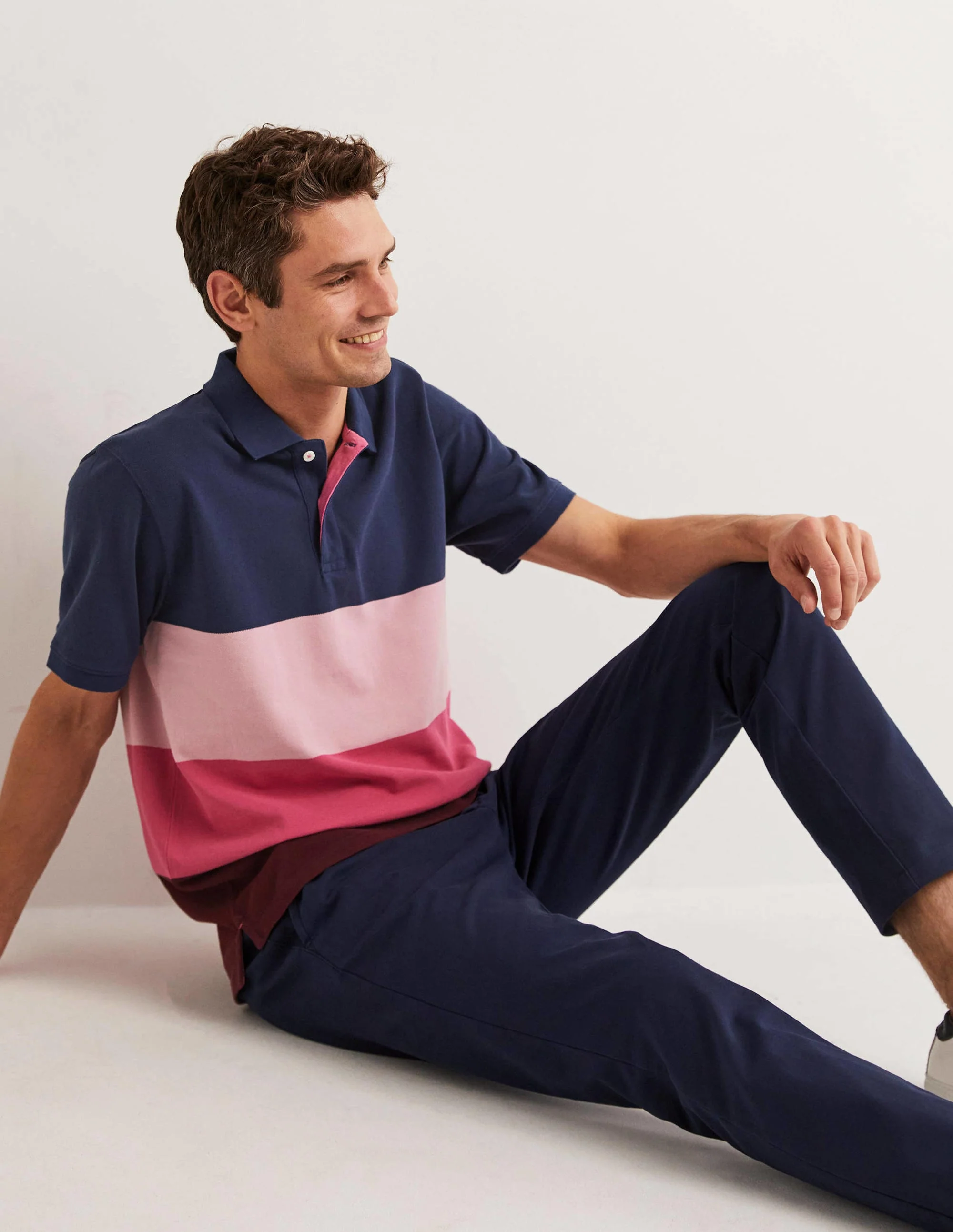 Piqué Polo Shirt-Sweet William Pink Stripe - Image 3