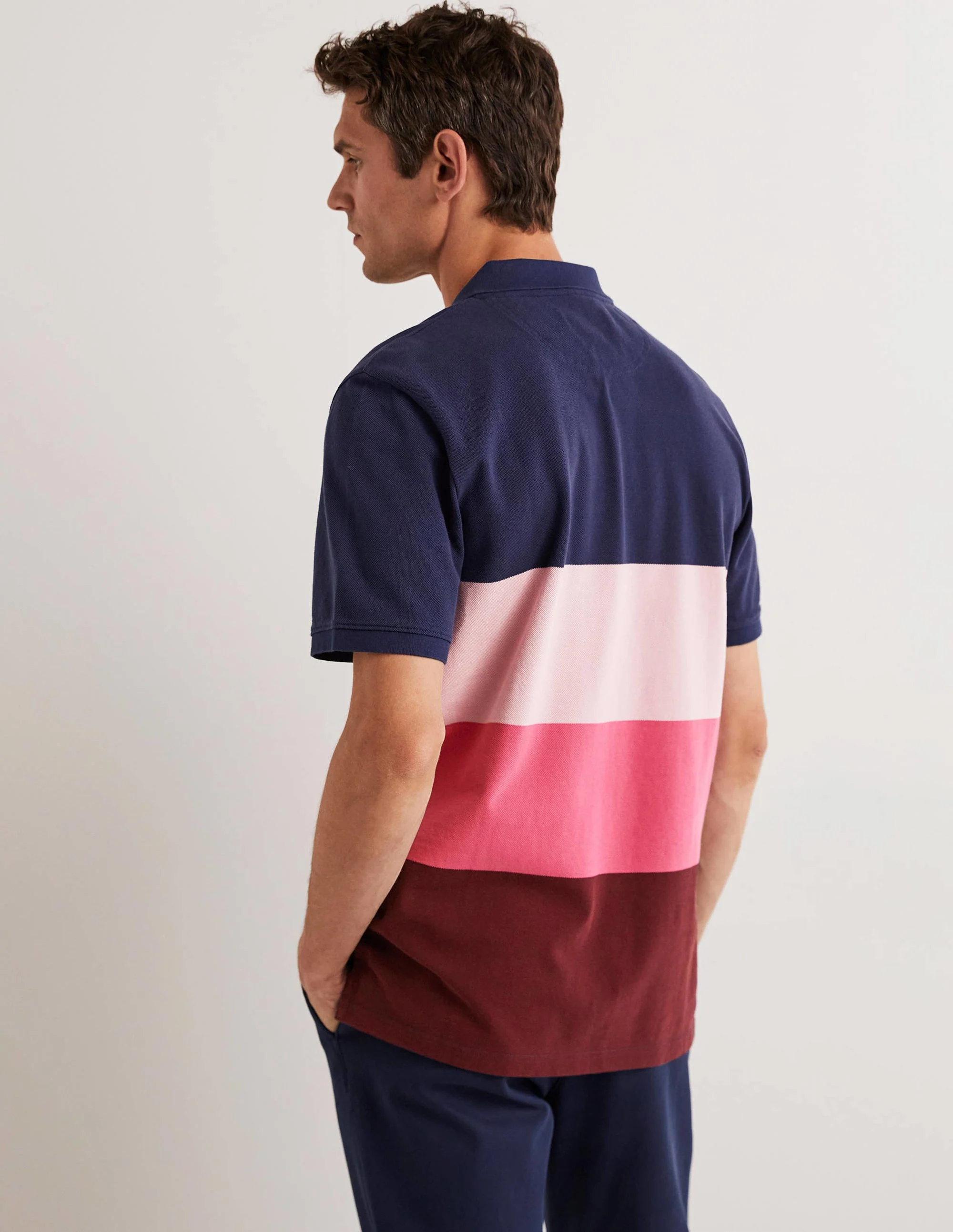 Piqué Polo Shirt-Sweet William Pink Stripe - Image 4