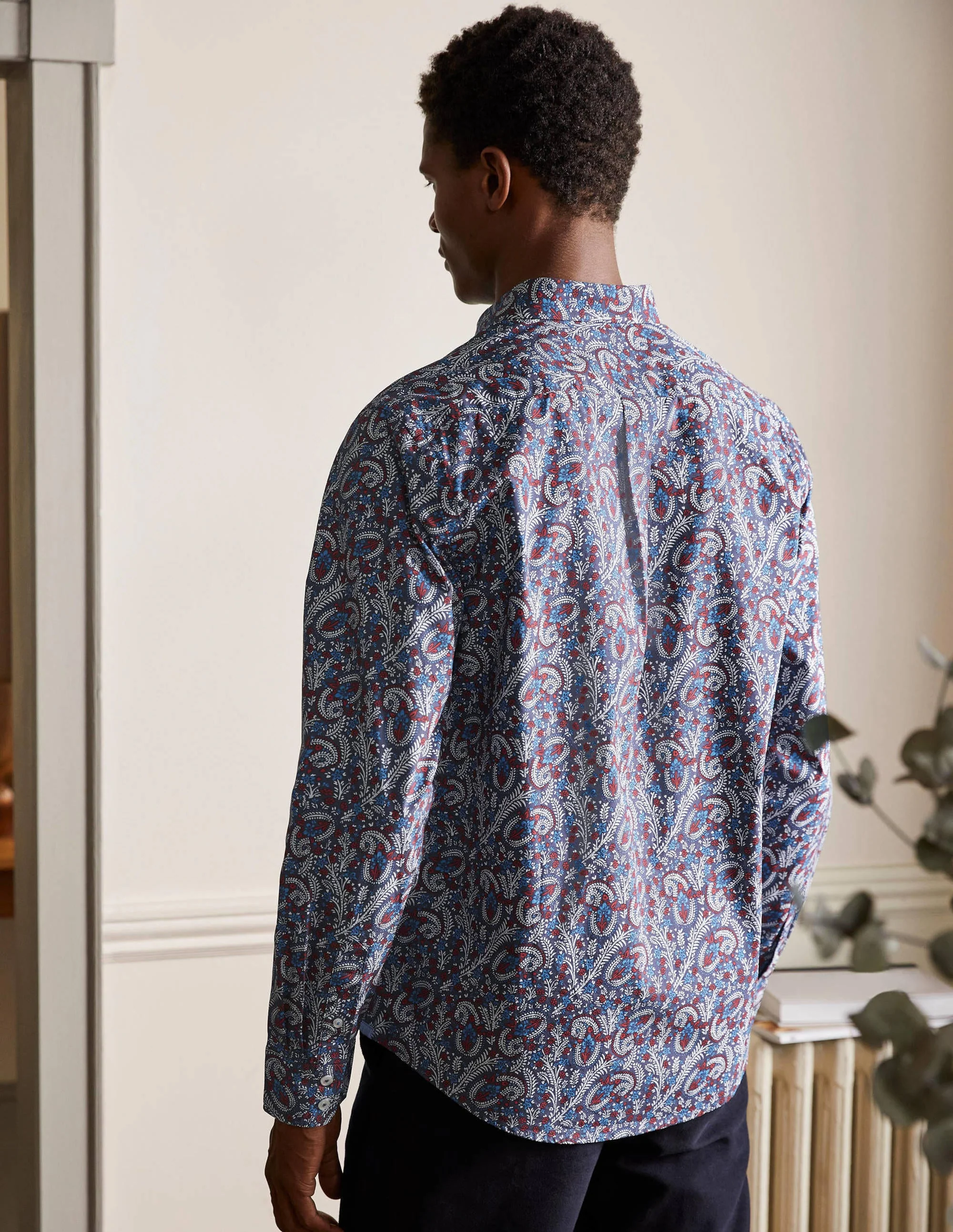 Poplin Pattern Shirt-Asphalt Paisley Floral