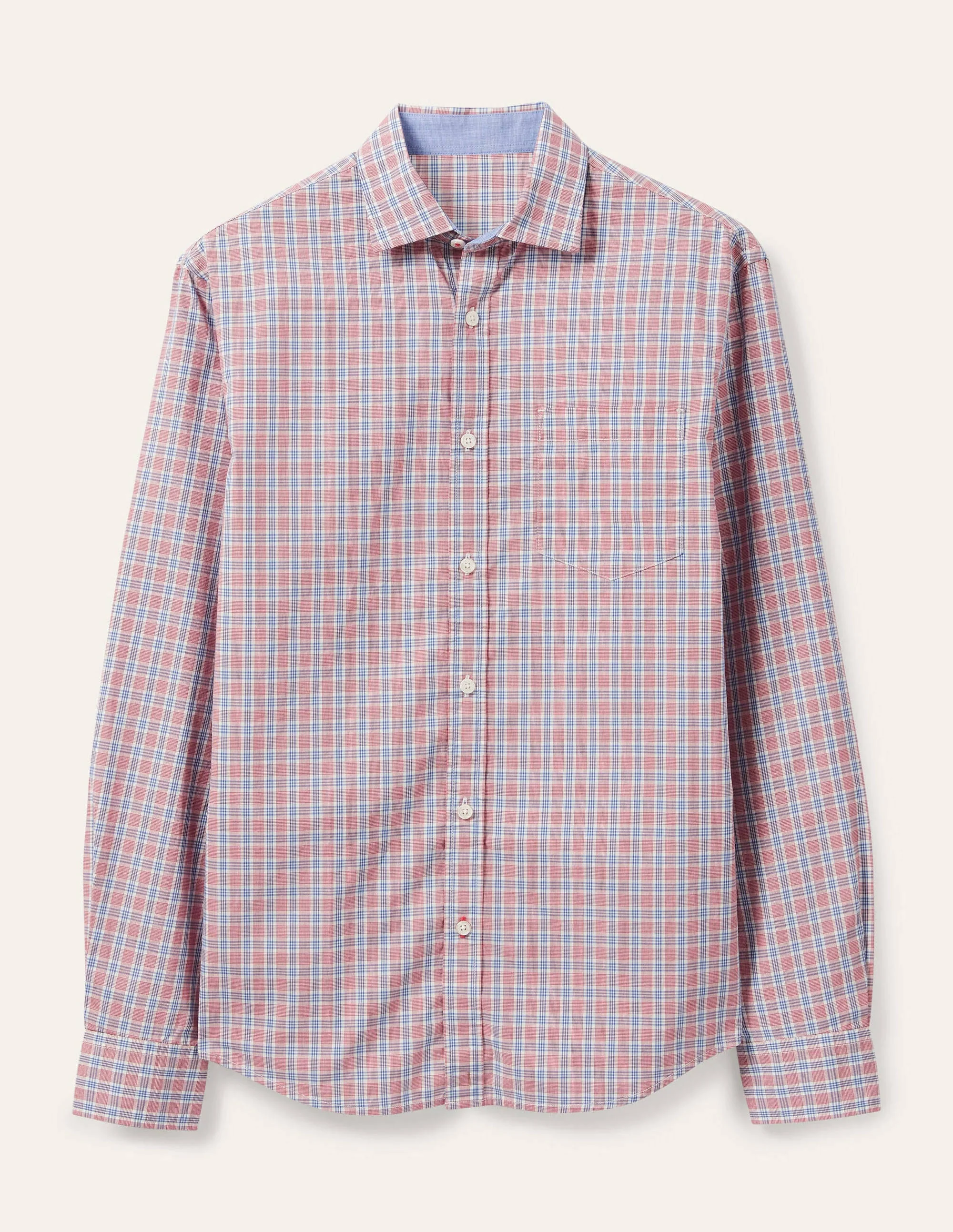 Poplin Pattern Shirt-Dusky Rose/Sky Blue Check - Image 5