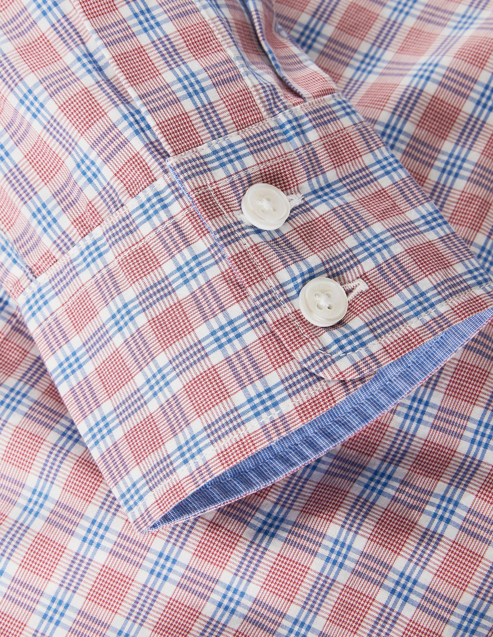 Poplin Pattern Shirt-Dusky Rose/Sky Blue Check - Image 6