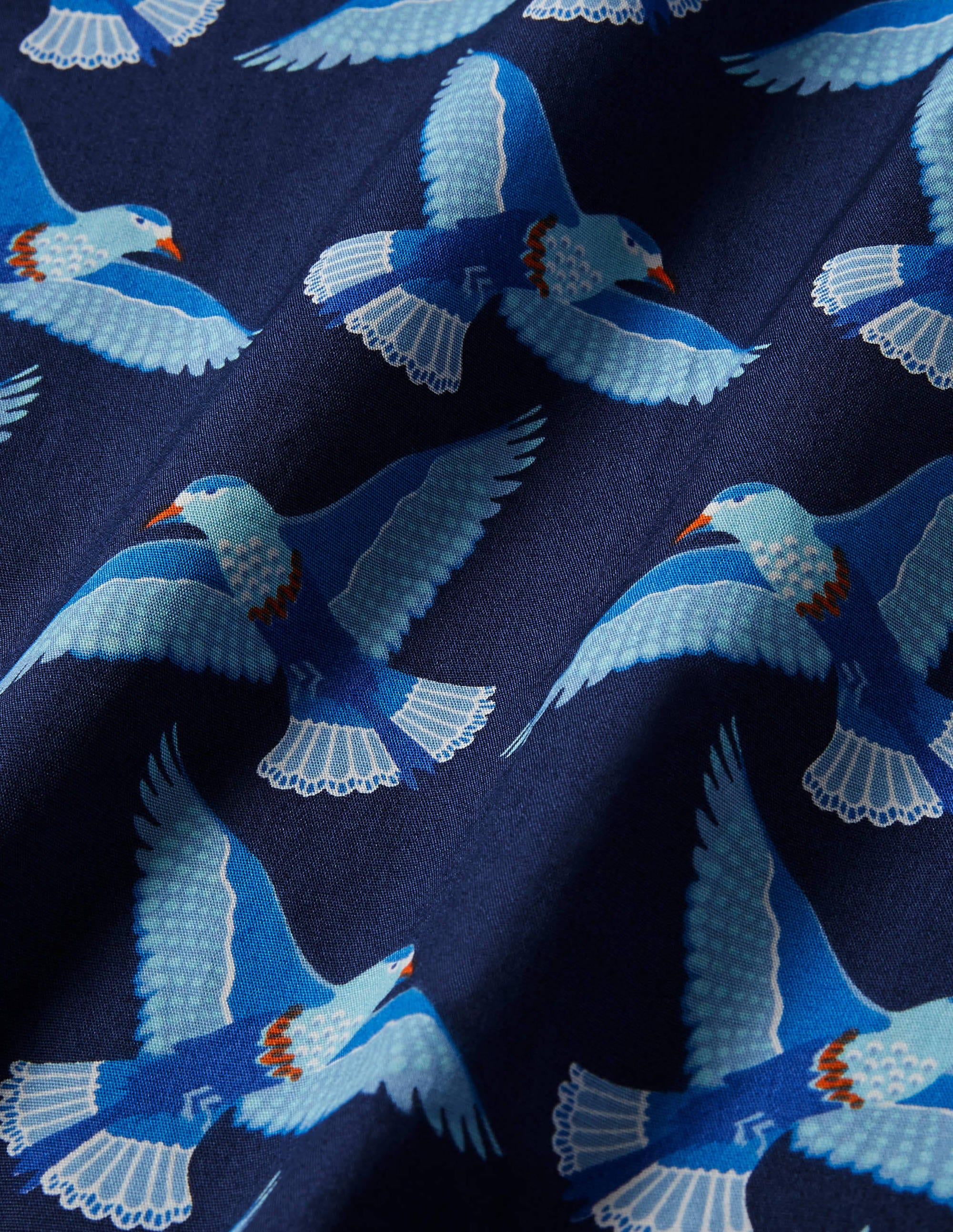 Poplin Printed Shirt-Navy Blue Exotic Bird - Image 6