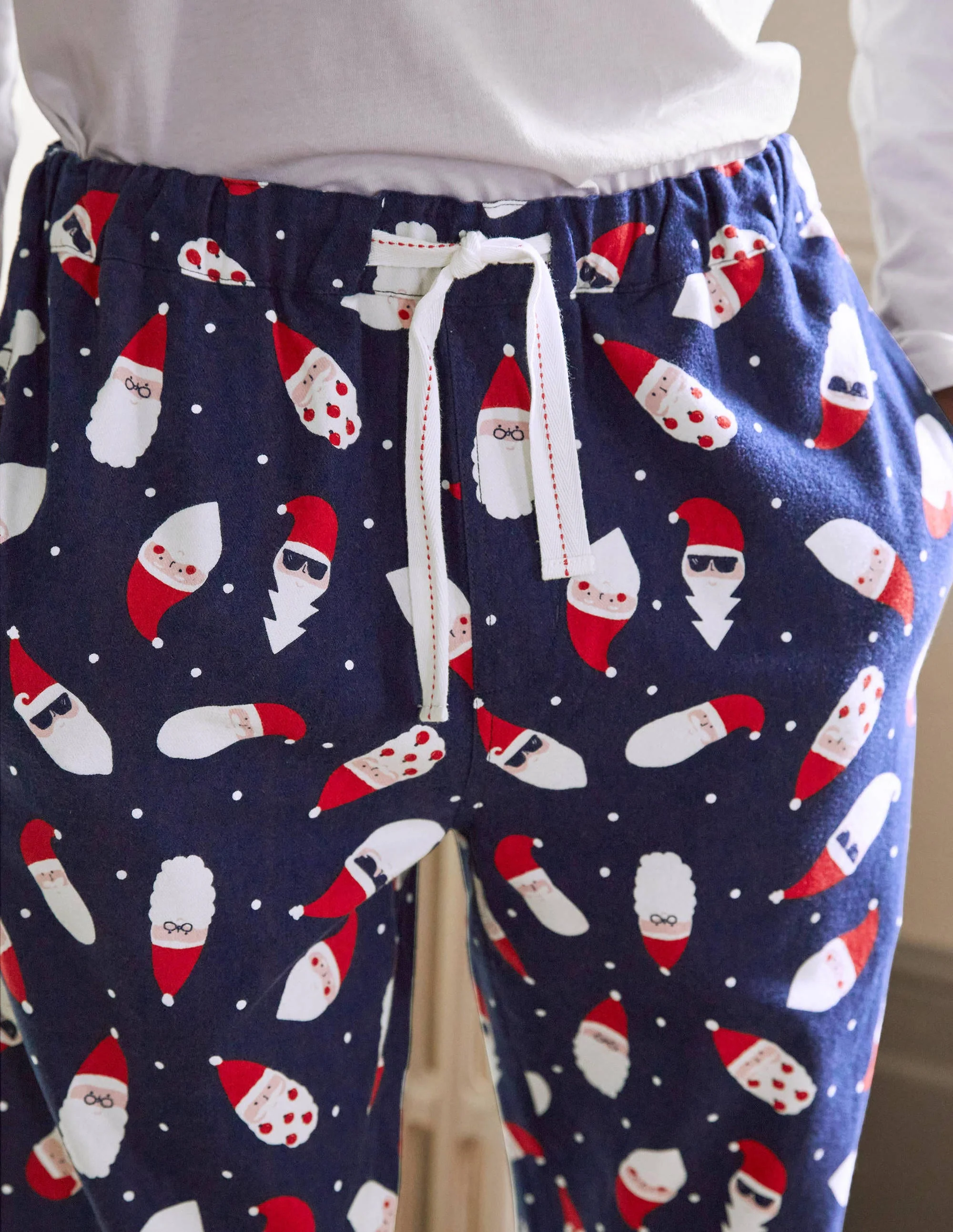 Printed Pajama Bottoms-Navy Father Christmas - Image 2