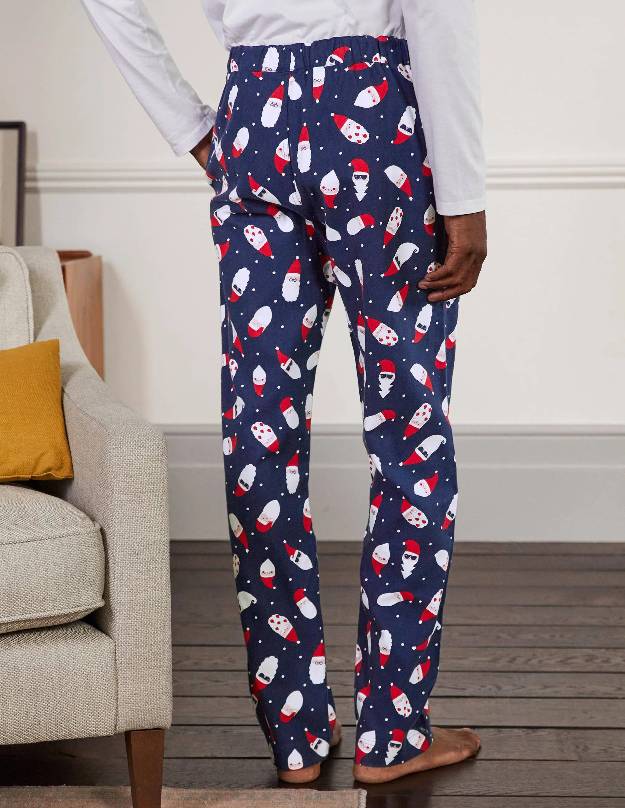 Printed Pajama Bottoms-Navy Father Christmas - Image 3