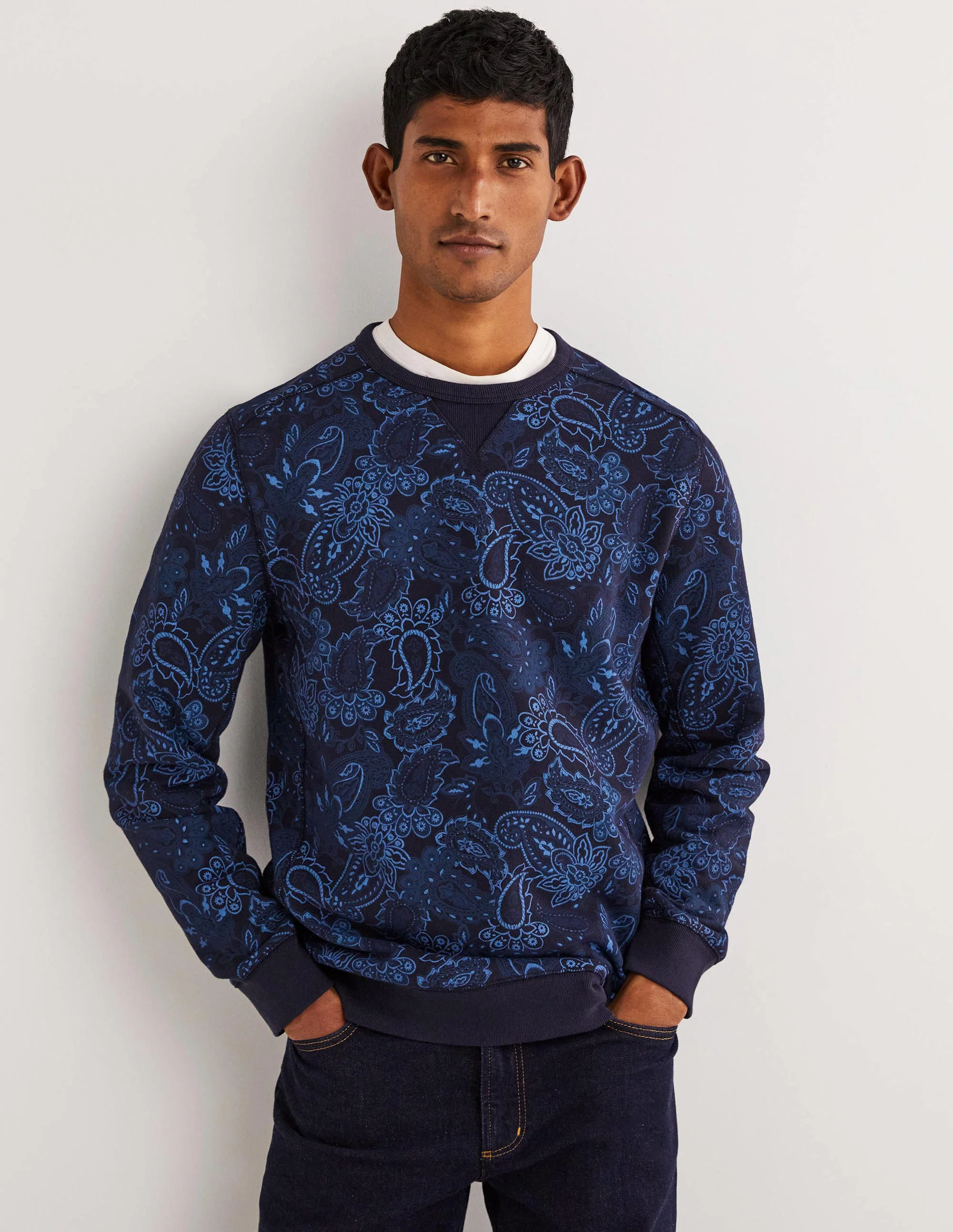Printed Sweatshirt-Blue Paisley