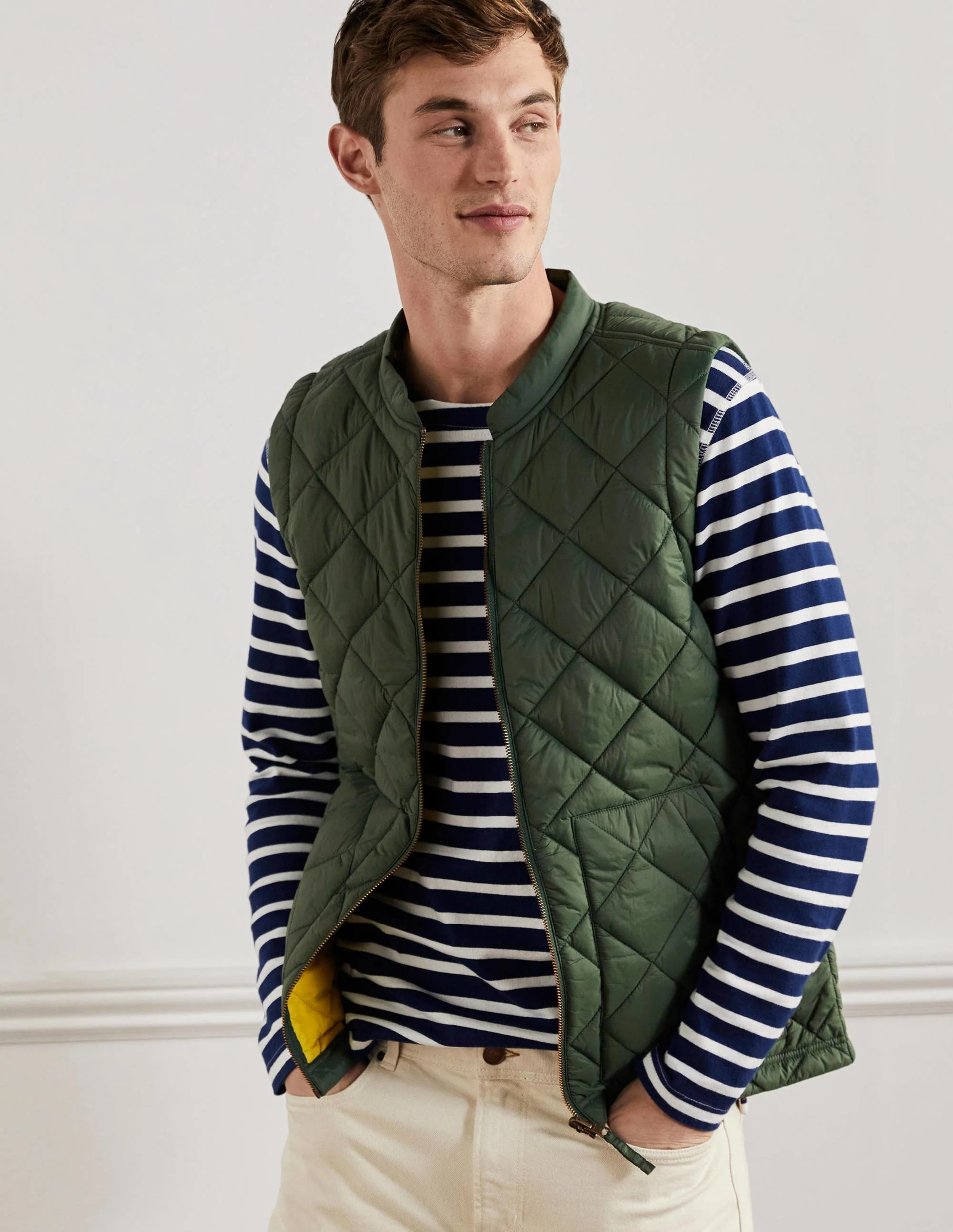 Quilted Vest-Park Green